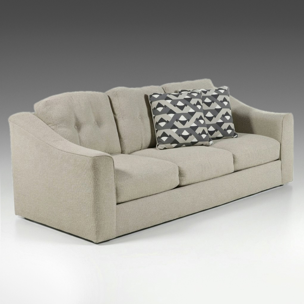 Corinthian Inc. "Modern Traditional" Button-Tufted Bouclé Upholstered Sofa