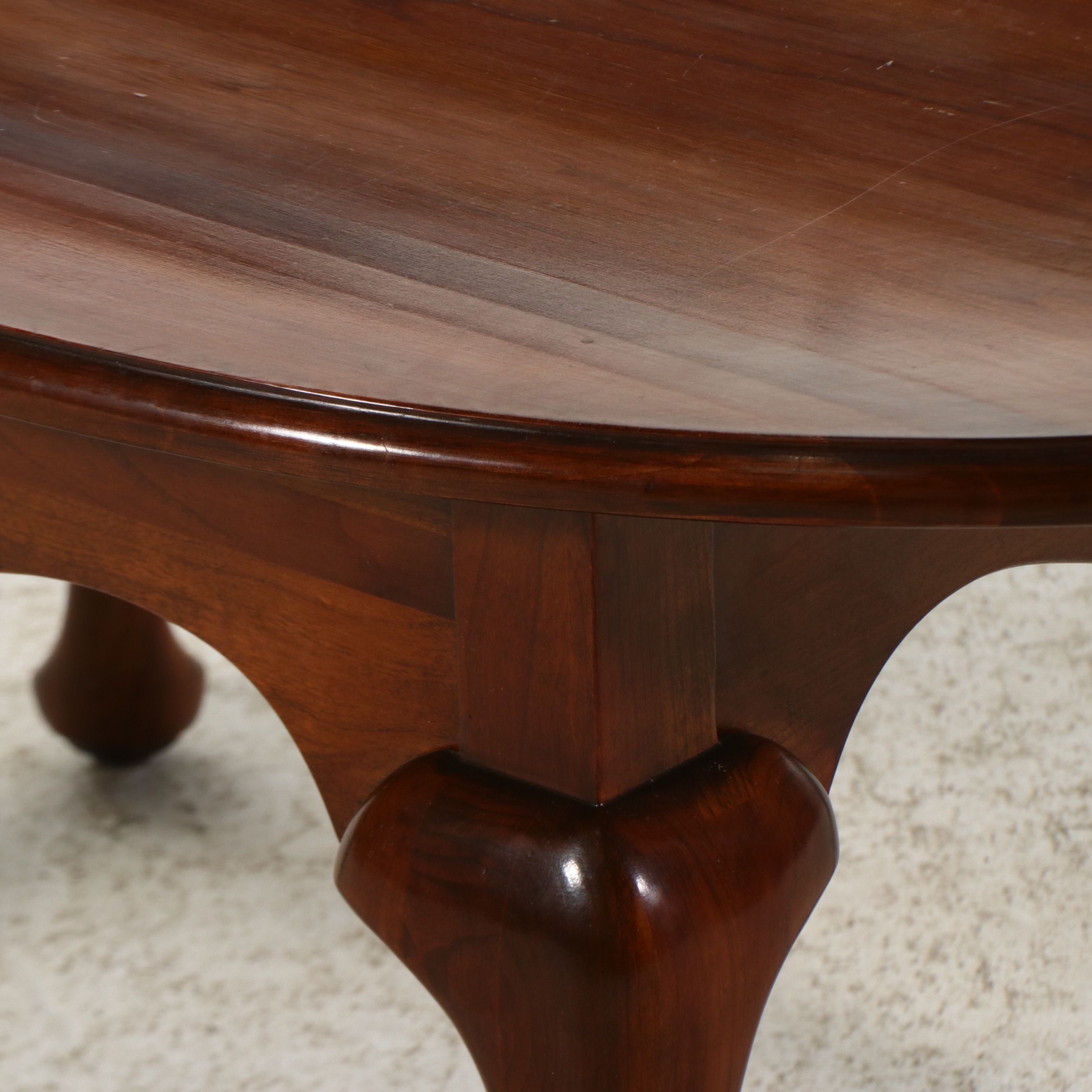 Harden Solid Cherry Queen Anne Style Oval Coffee Table, Late 20th Century