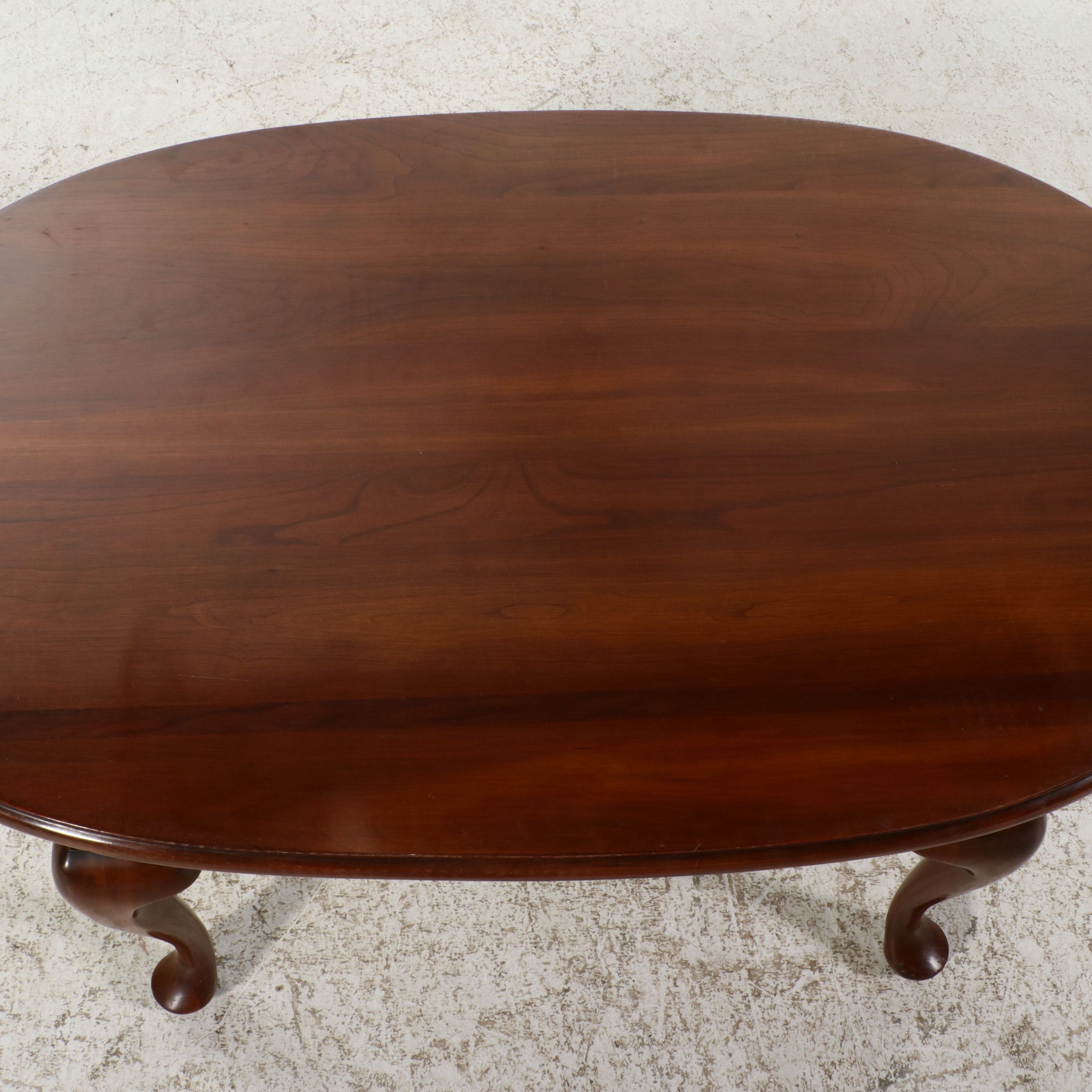 Harden Solid Cherry Queen Anne Style Oval Coffee Table, Late 20th Century