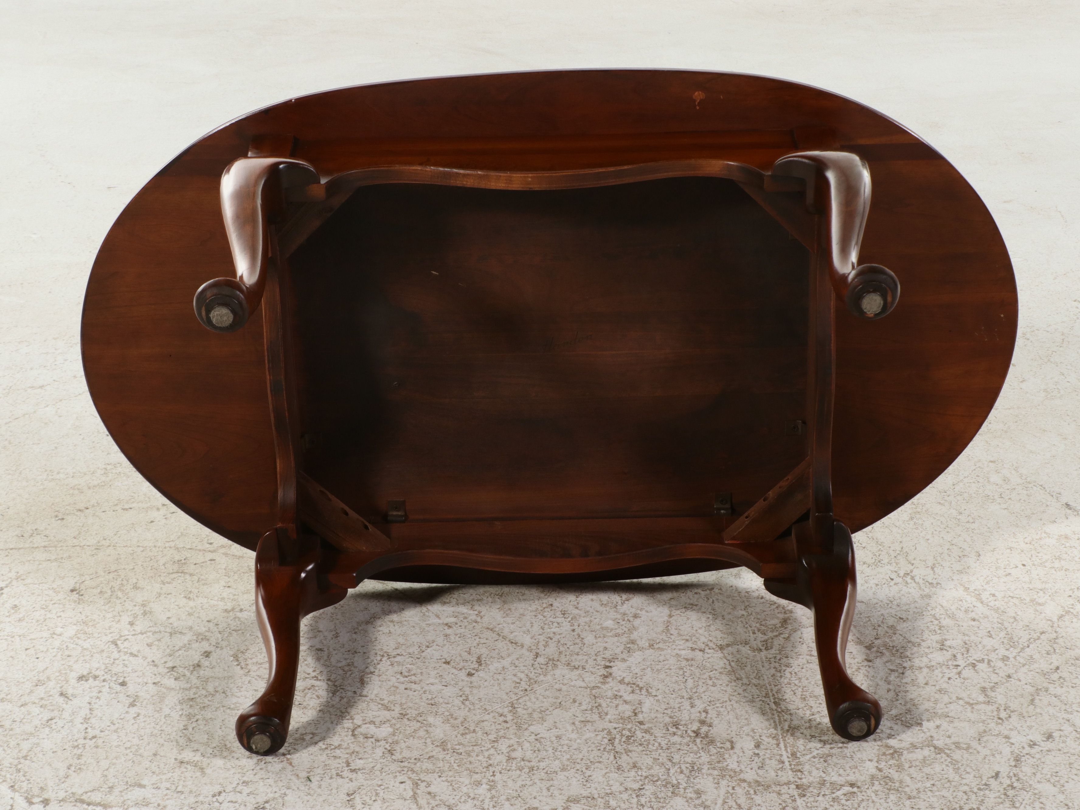 Harden Solid Cherry Queen Anne Style Oval Coffee Table, Late 20th Century