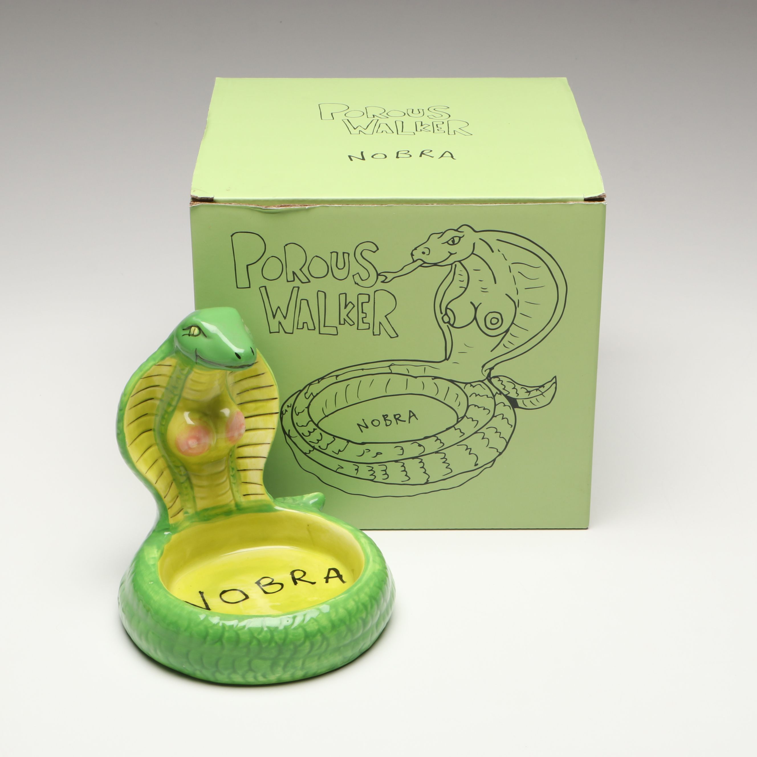 Porous Walker "Nobra" Hand-Painted Ceramic Cobra Ashtray