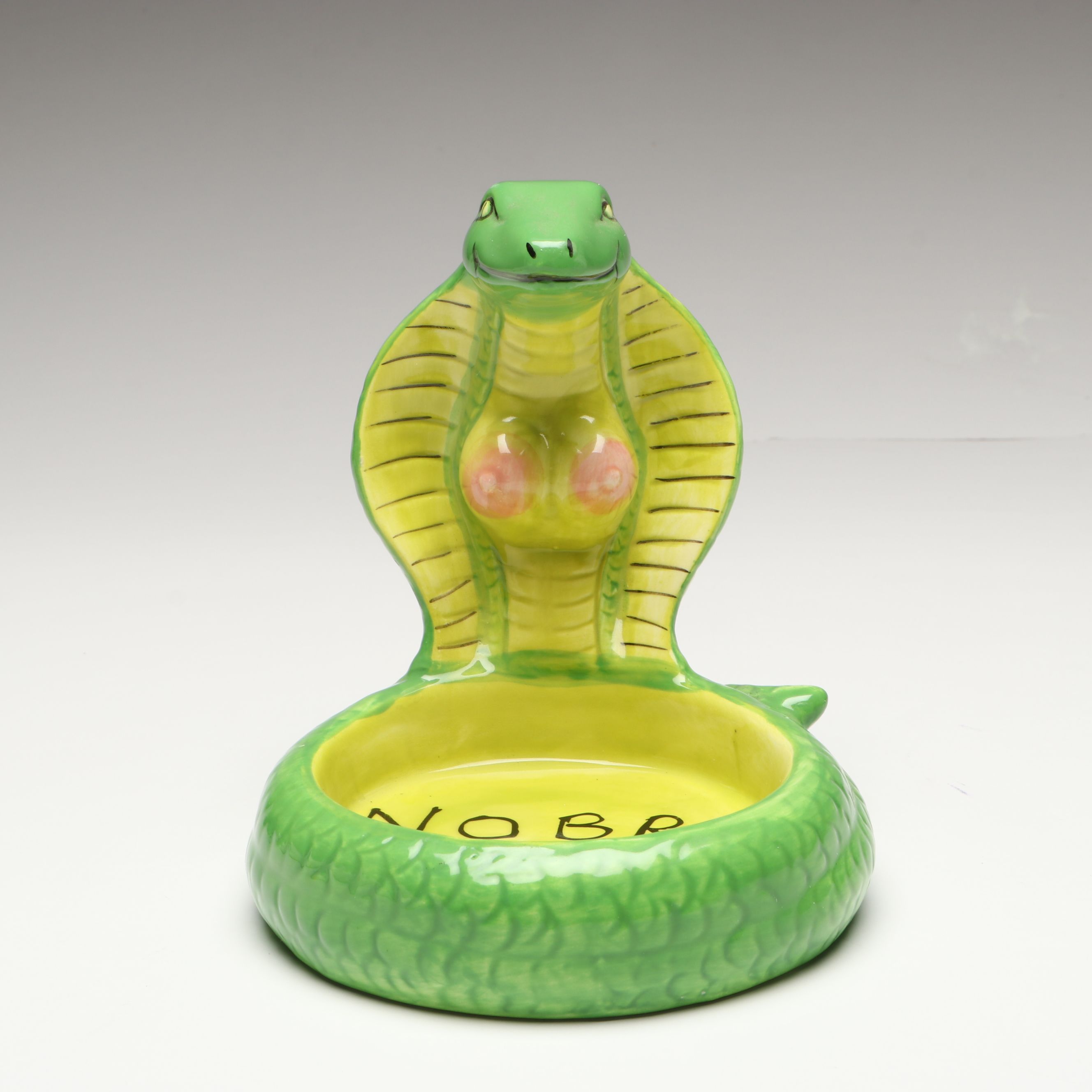 Porous Walker "Nobra" Hand-Painted Ceramic Cobra Ashtray