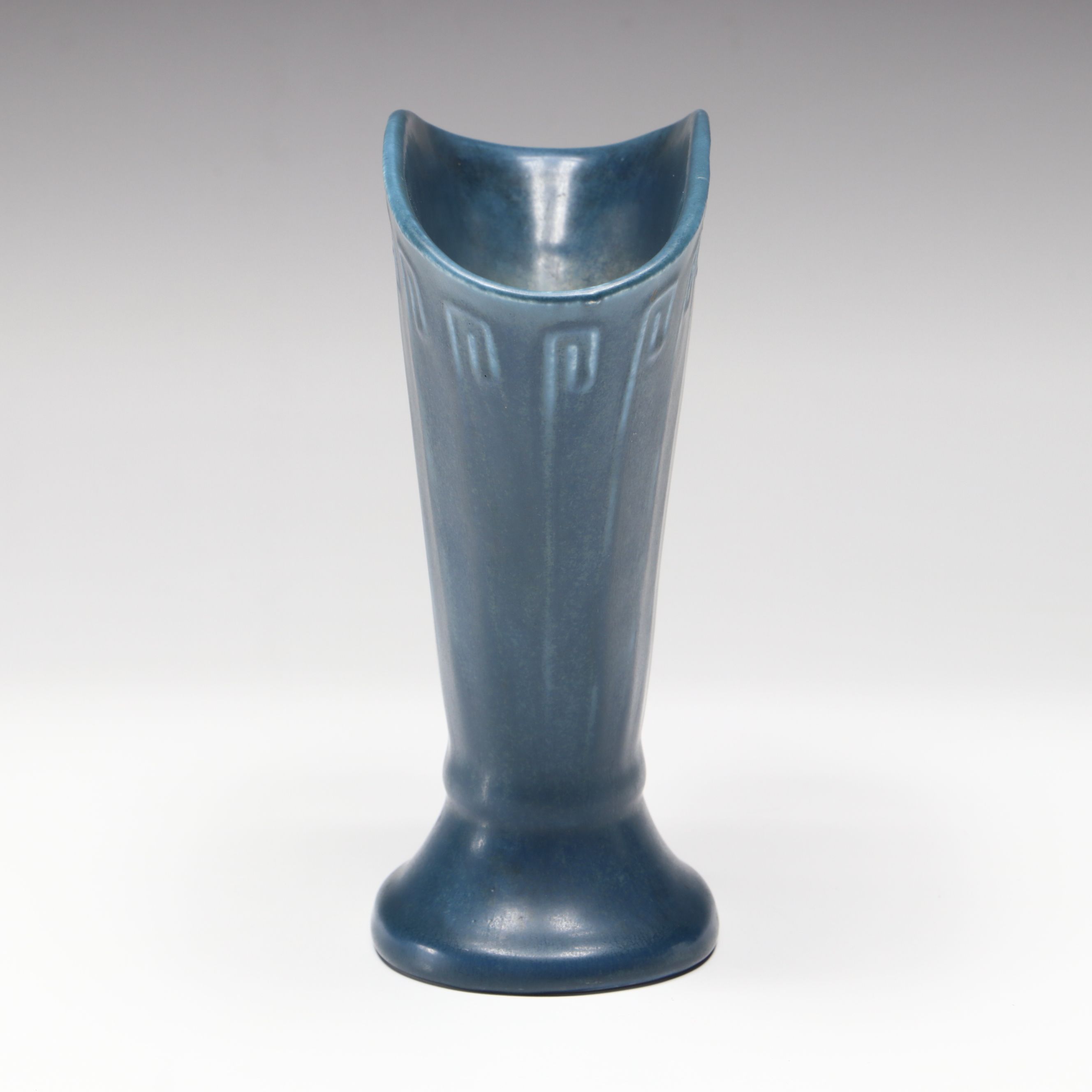 Rookwood Pottery Art Deco Blue Glaze Fan Vase, 1928