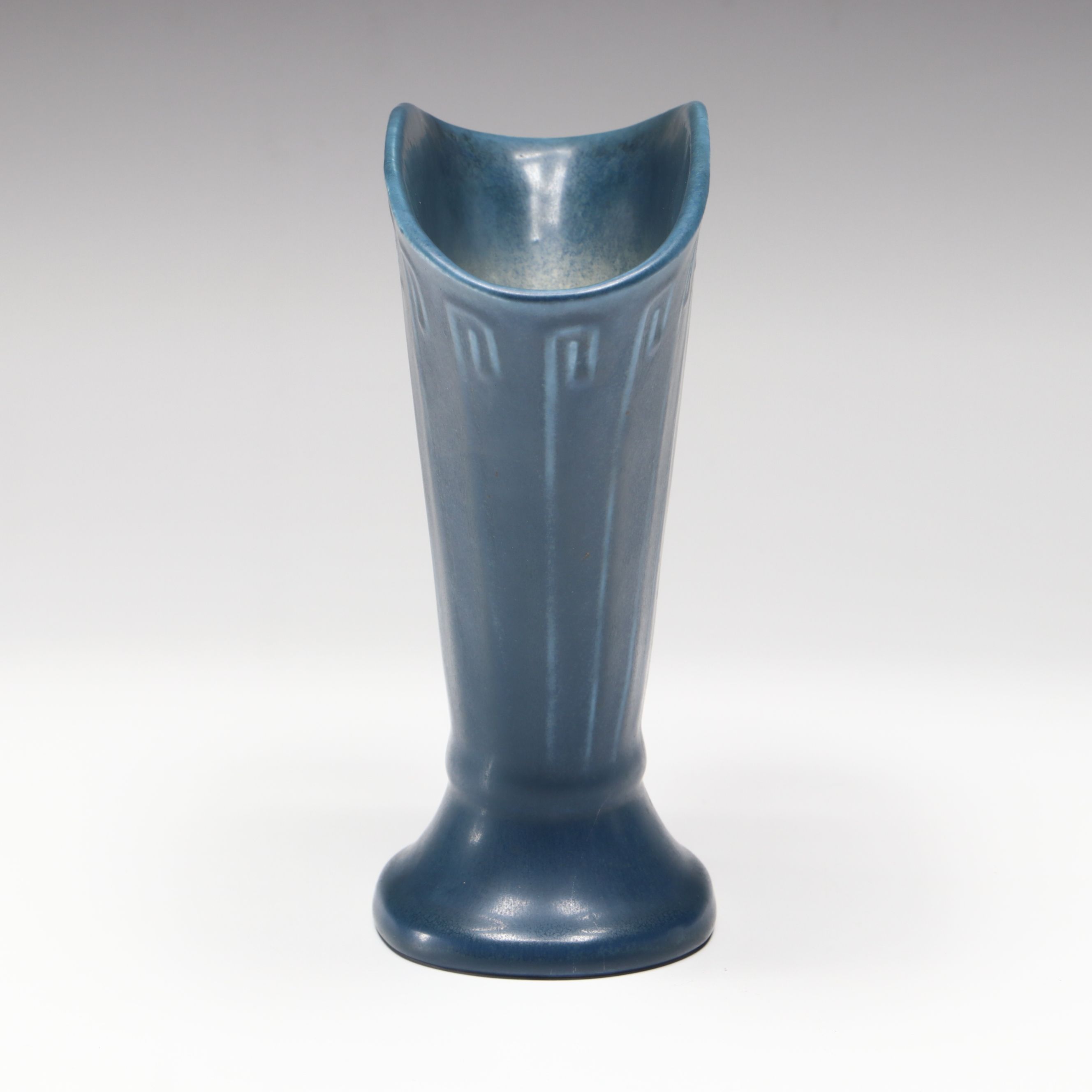 Rookwood Pottery Art Deco Blue Glaze Fan Vase, 1928