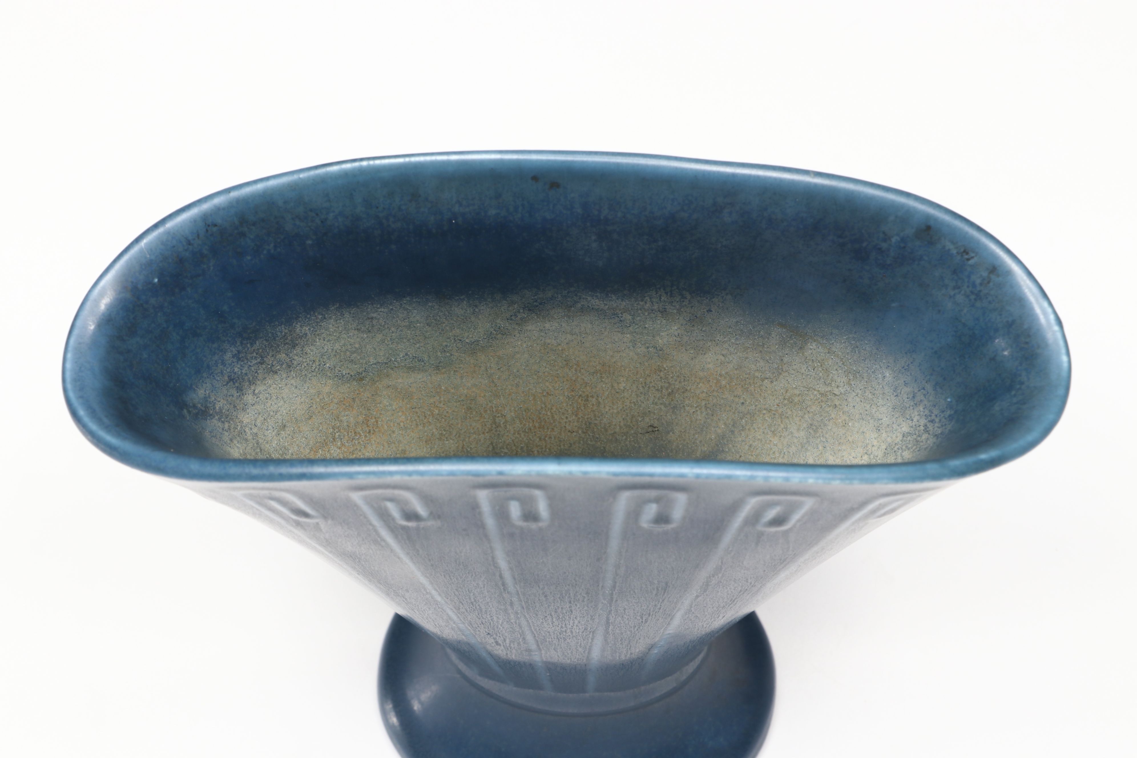 Rookwood Pottery Art Deco Blue Glaze Fan Vase, 1928