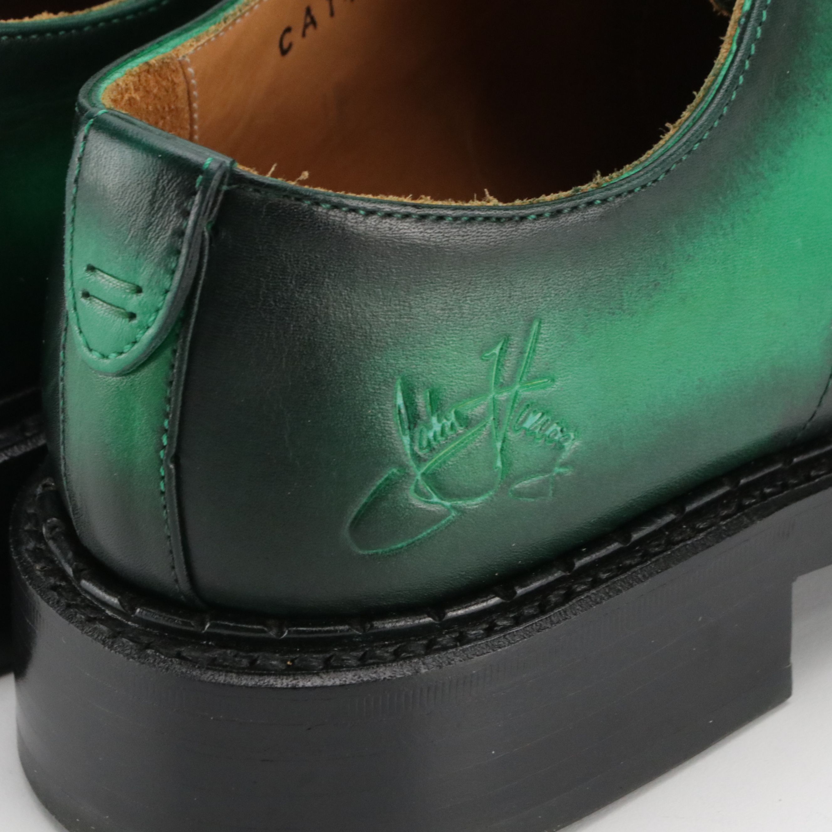 John Fluevog Moneymaker Derby Lace-Up Shoes in Green Leather