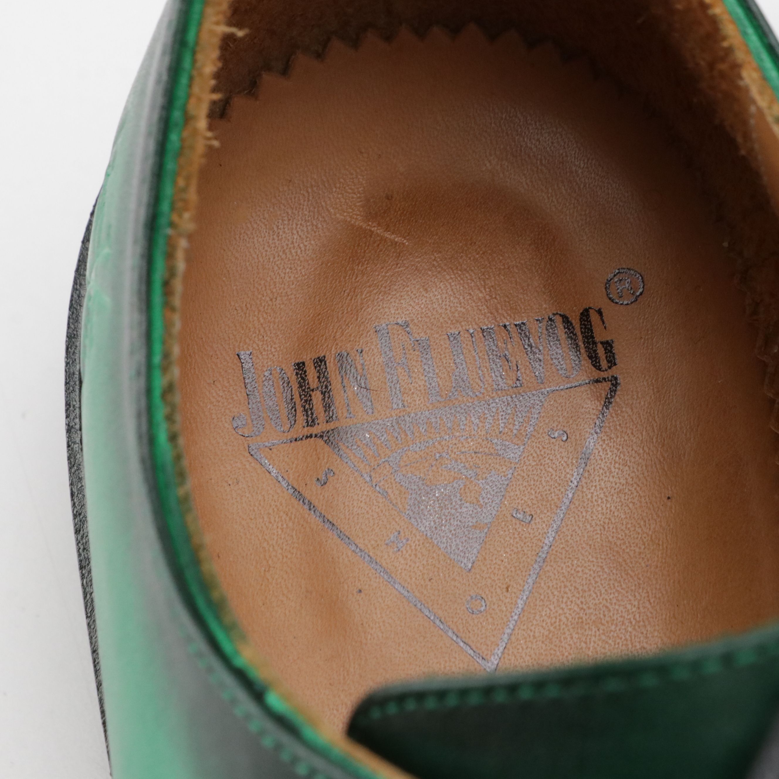 John Fluevog Moneymaker Derby Lace-Up Shoes in Green Leather
