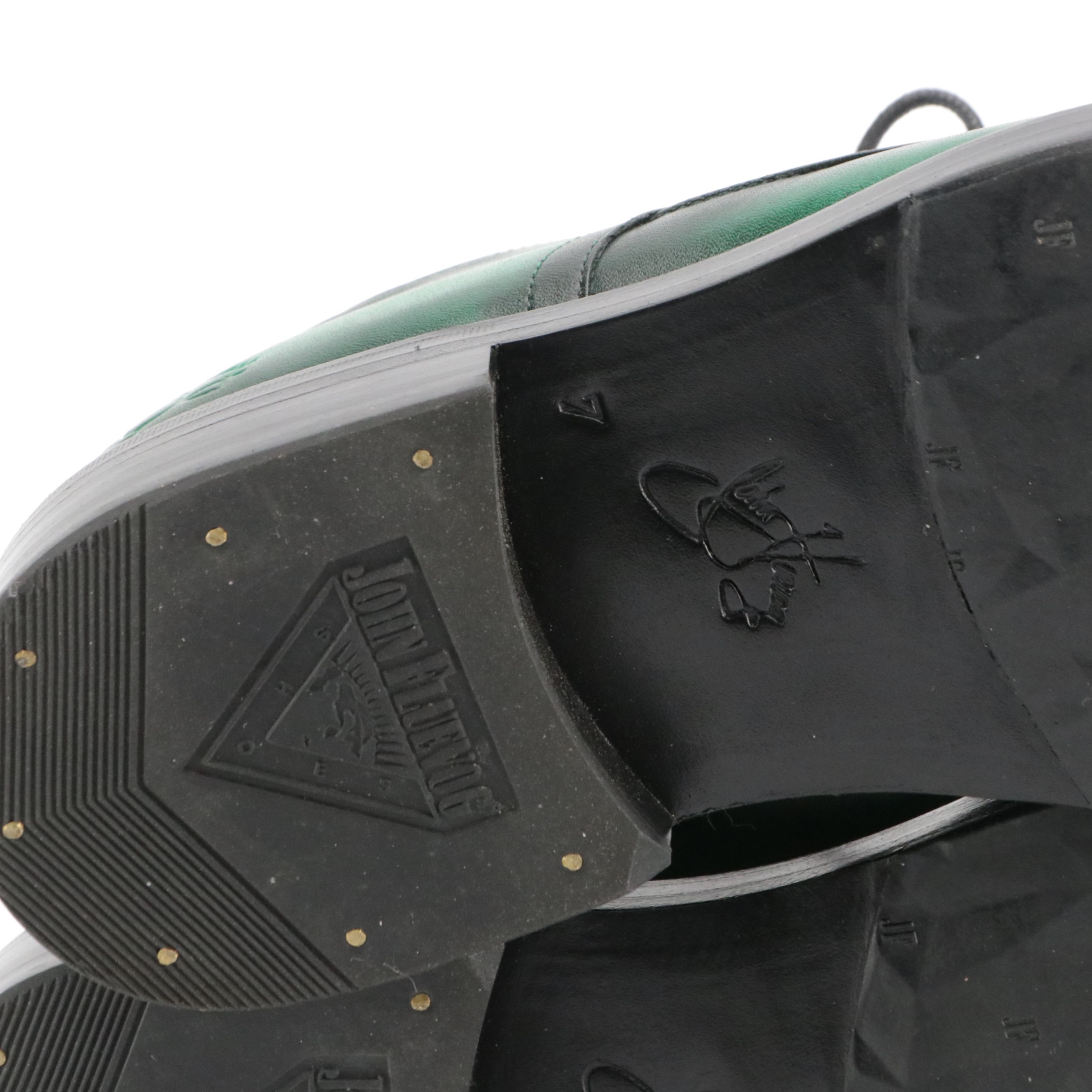 John Fluevog Moneymaker Derby Lace-Up Shoes in Green Leather