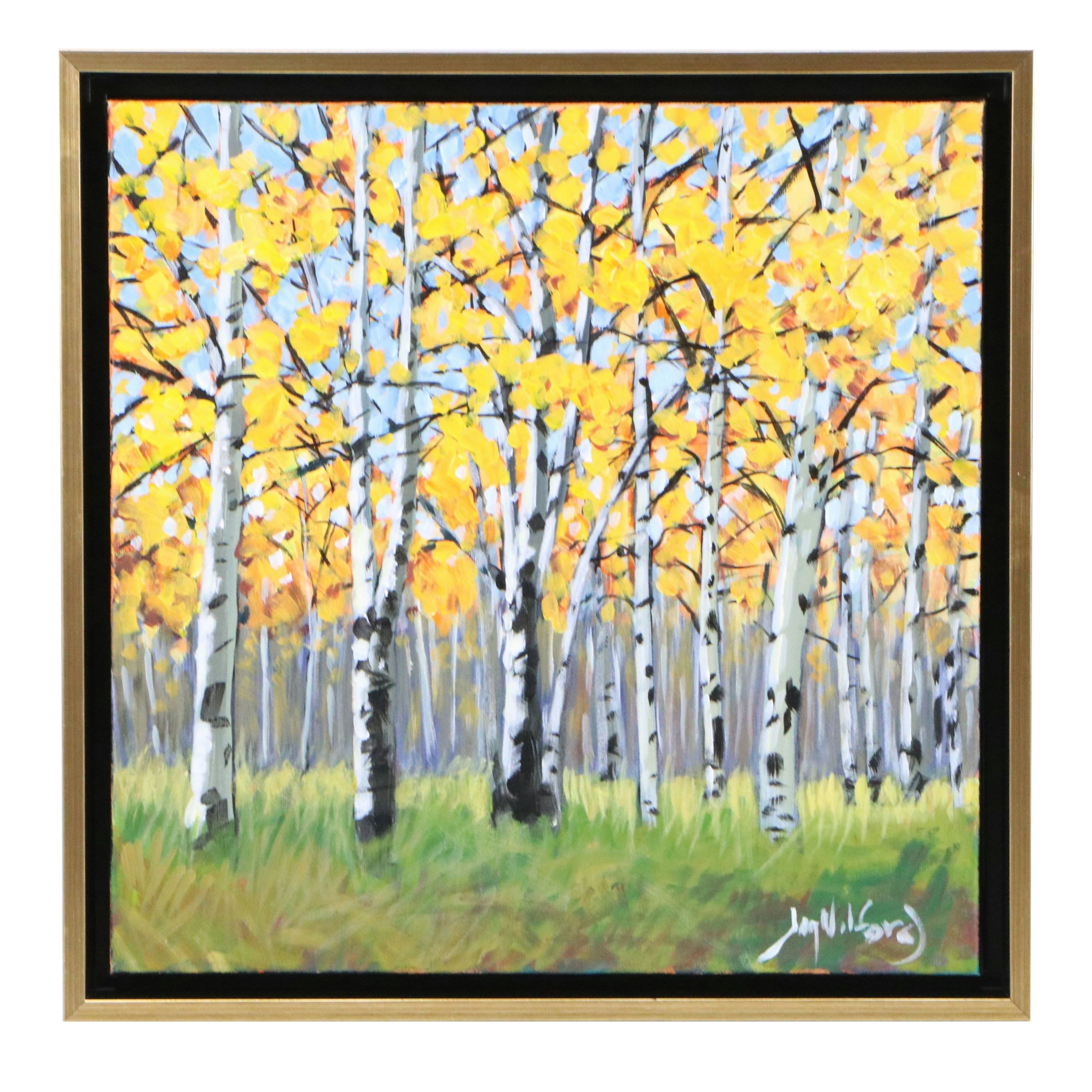 Jay Wilford Acrylic Painting "Aspen Grove," 21st Century