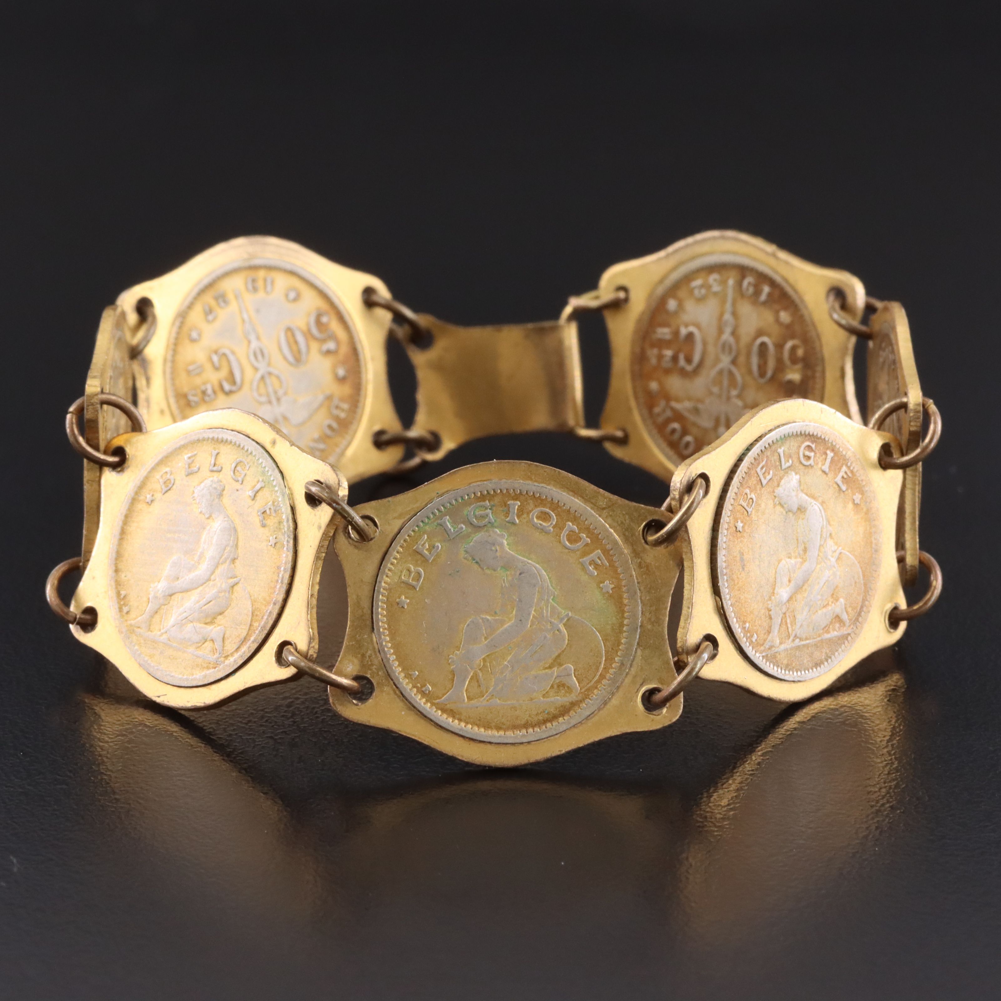 1930s Belgium Coin Bracelet