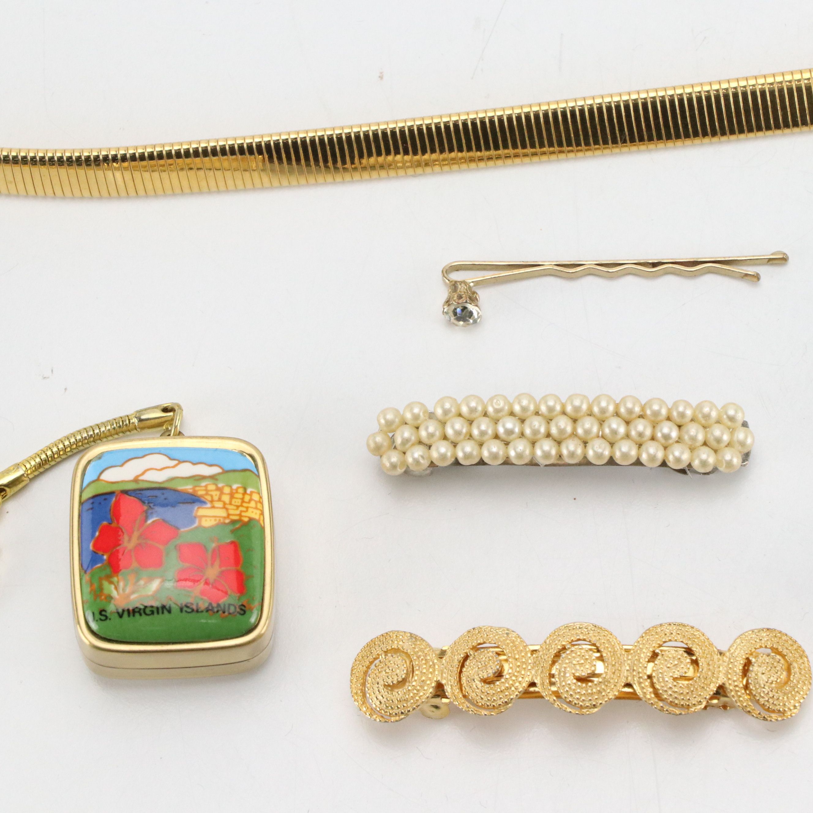 Les Bernard Gilt Metal Belt with Barrette Collection and More Items