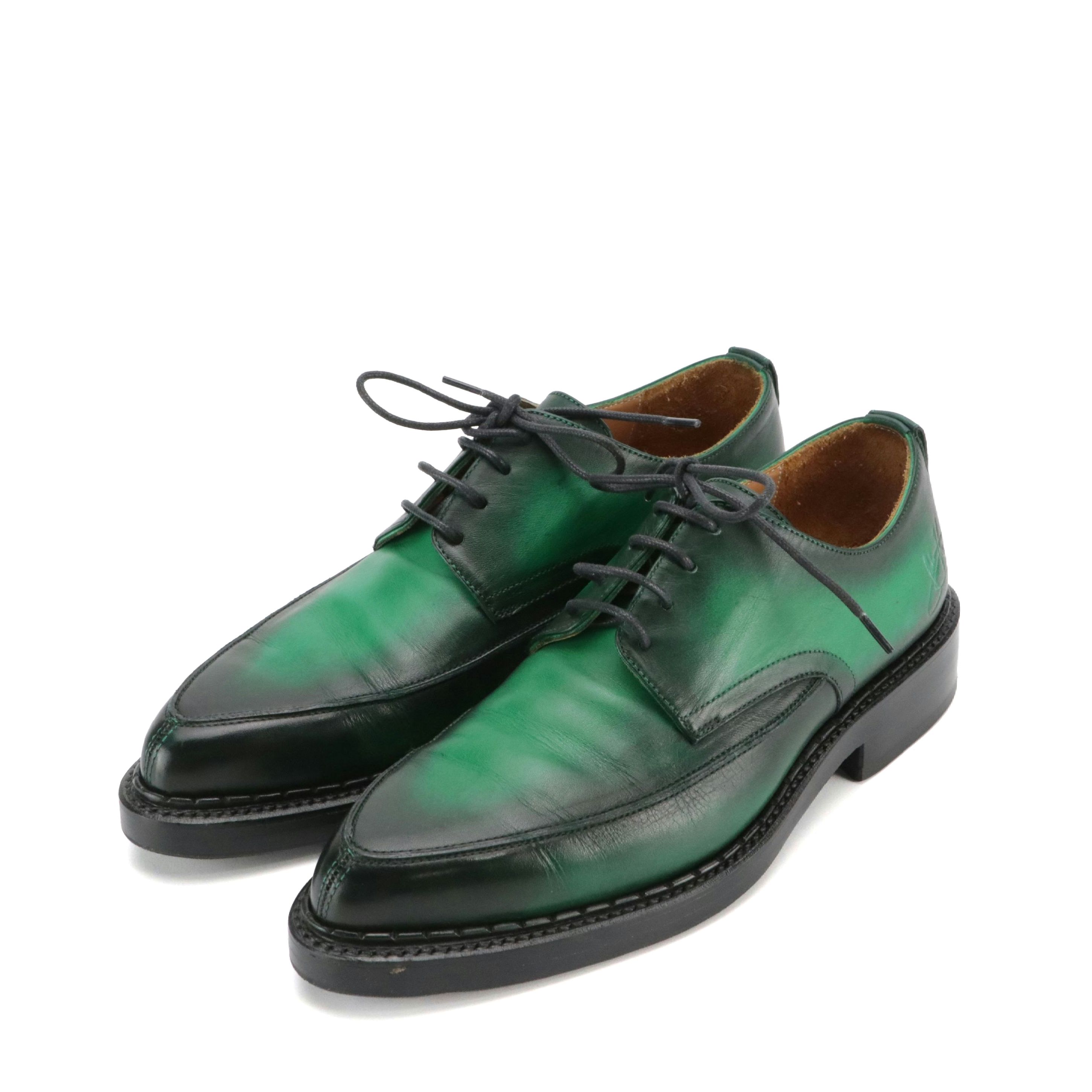 John Fluevog Moneymaker Derby Lace-Up Shoes in Green Leather