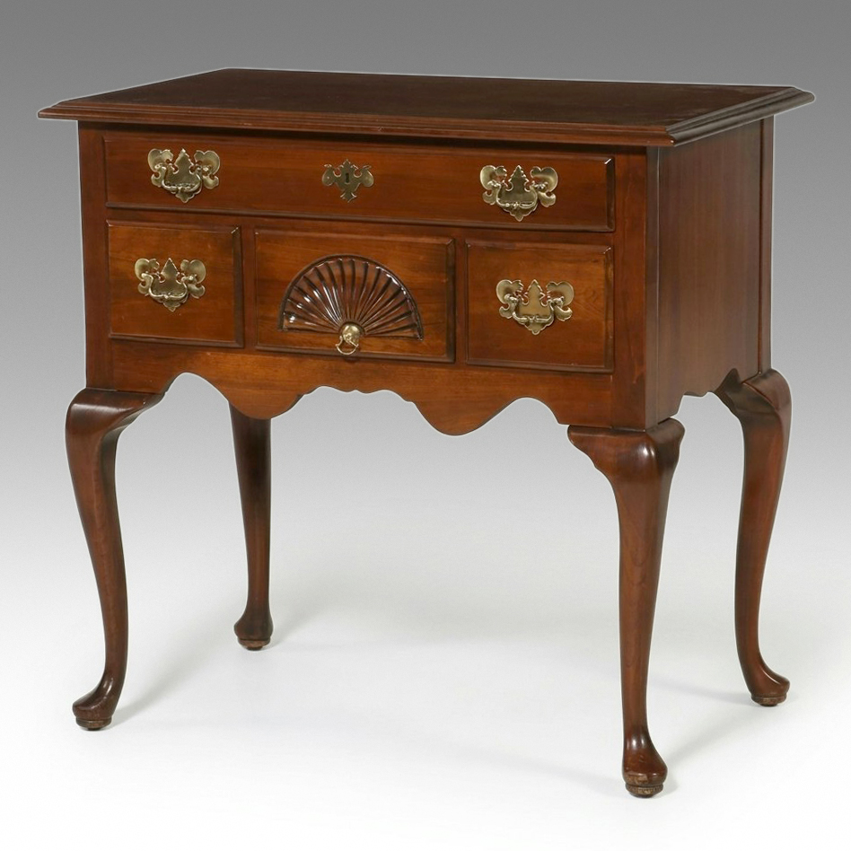 Harden Solid Cherry Queen Anne Style Lowboy, Late 20th Century