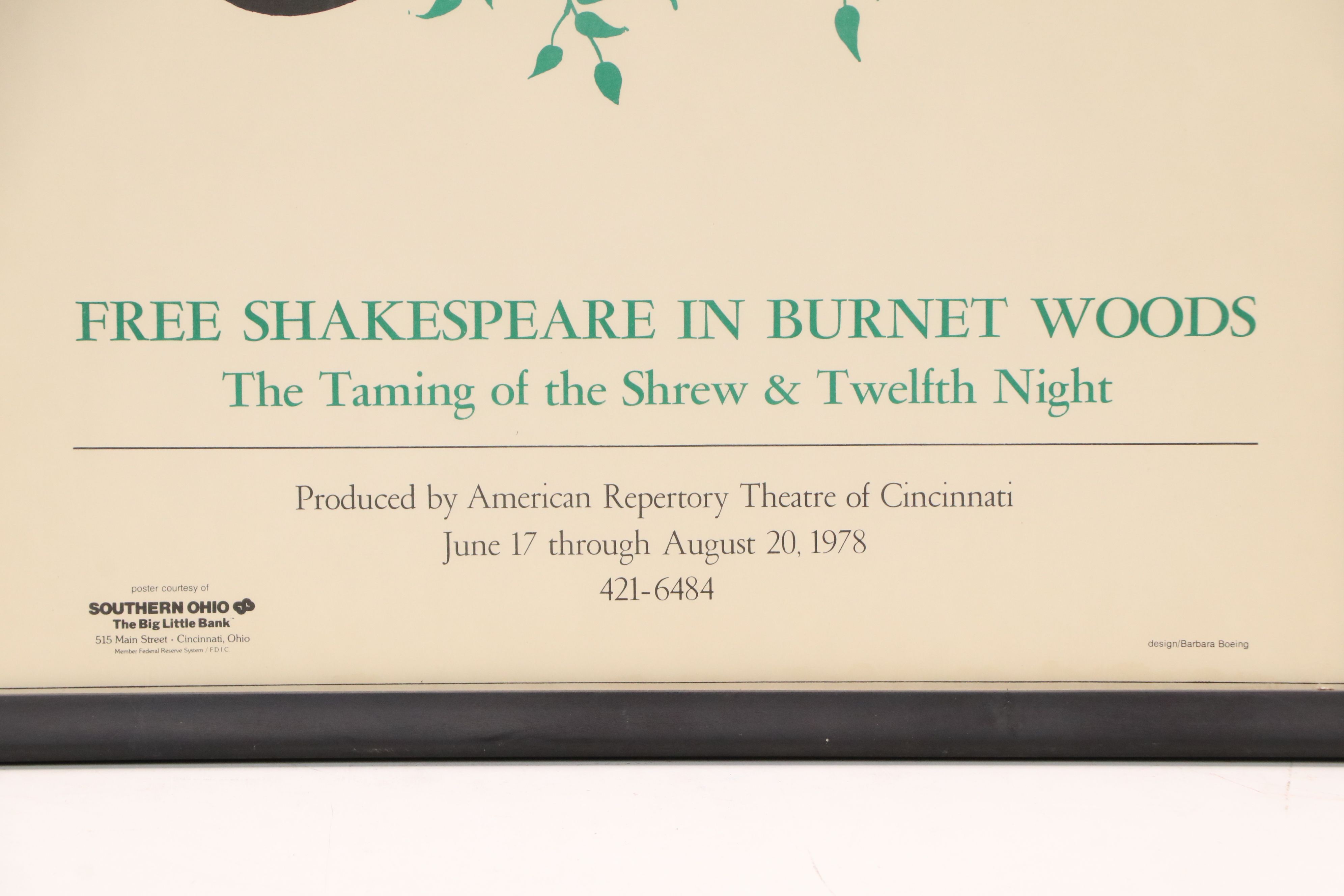 After Barbara Boeing Lithograph Poster "Shakespeare Festival Cincinnati," 1978