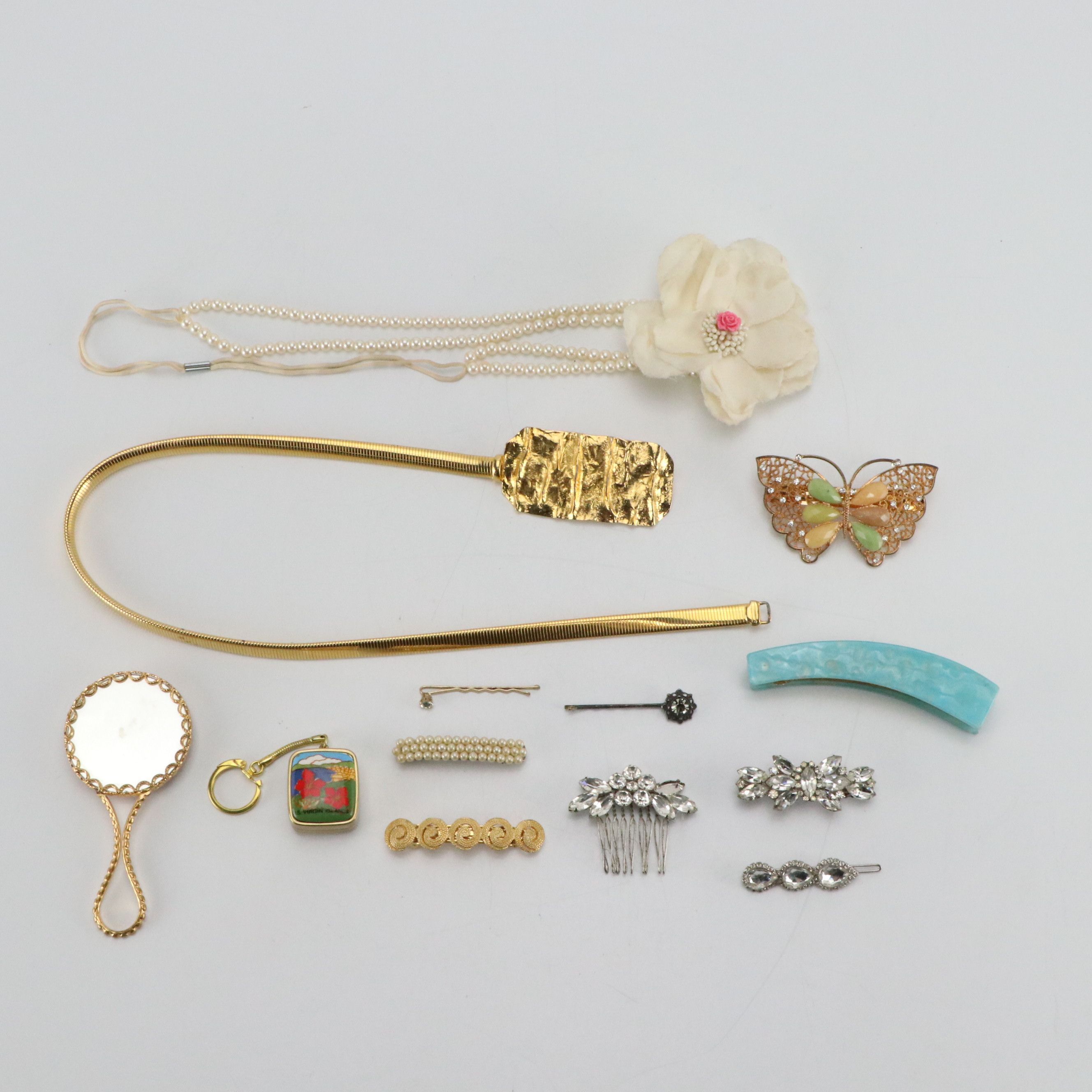 Les Bernard Gilt Metal Belt with Barrette Collection and More Items