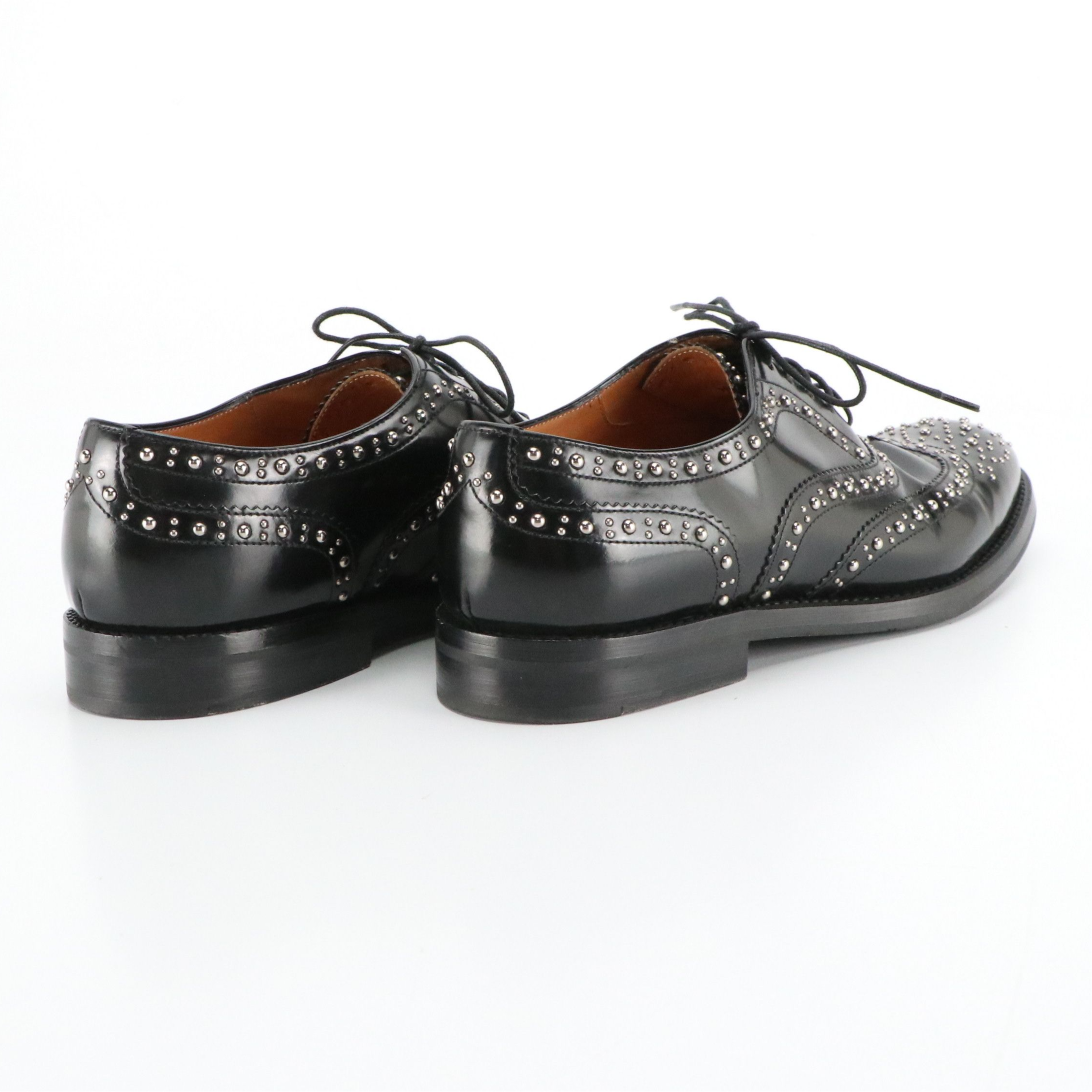 Church's Burwood Studded Brogue Lace Up Shoes in Black Patent Leather