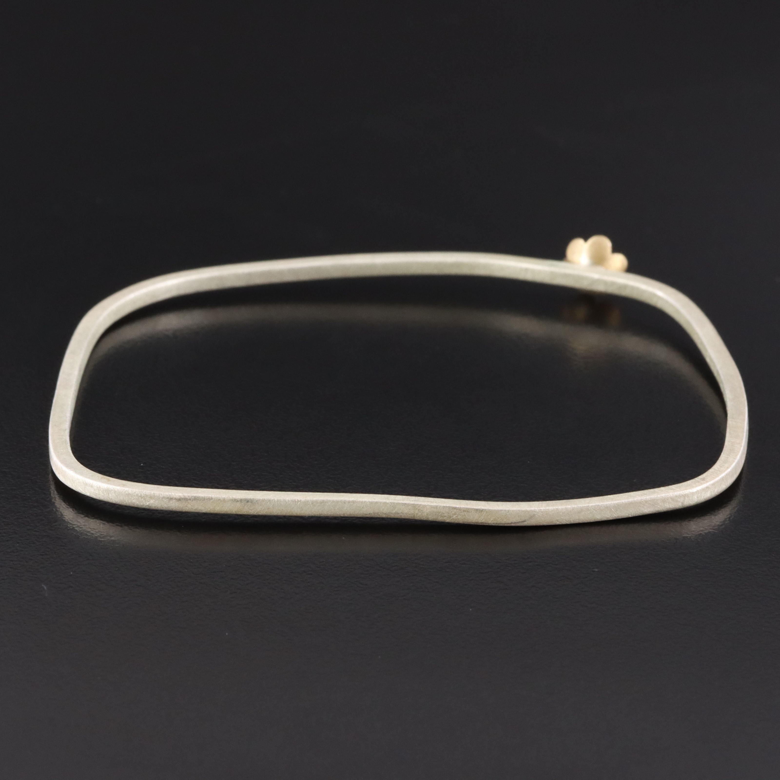 Artisan Sterling Bangle Bracelet with 18K Flower Accent
