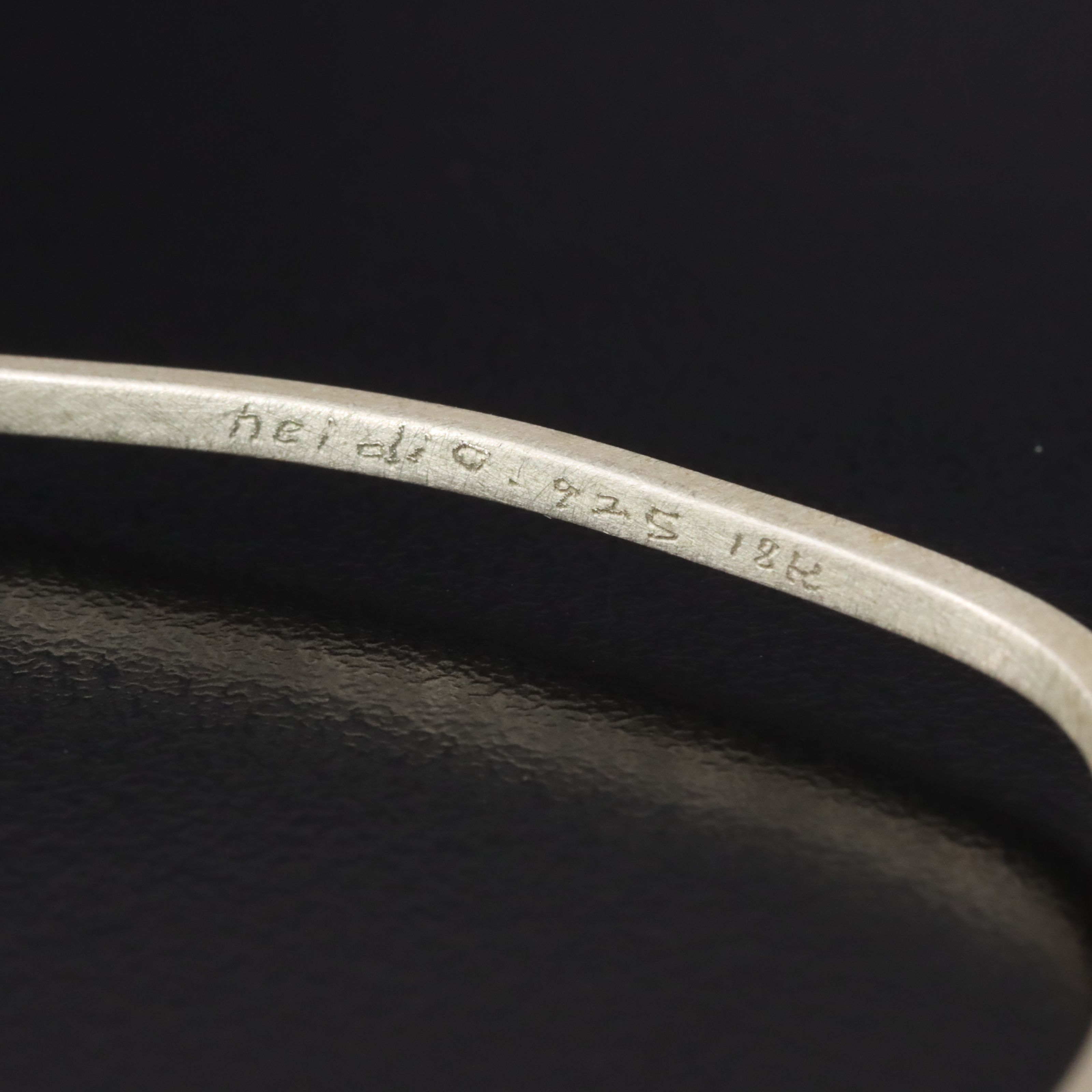 Artisan Sterling Bangle Bracelet with 18K Flower Accent