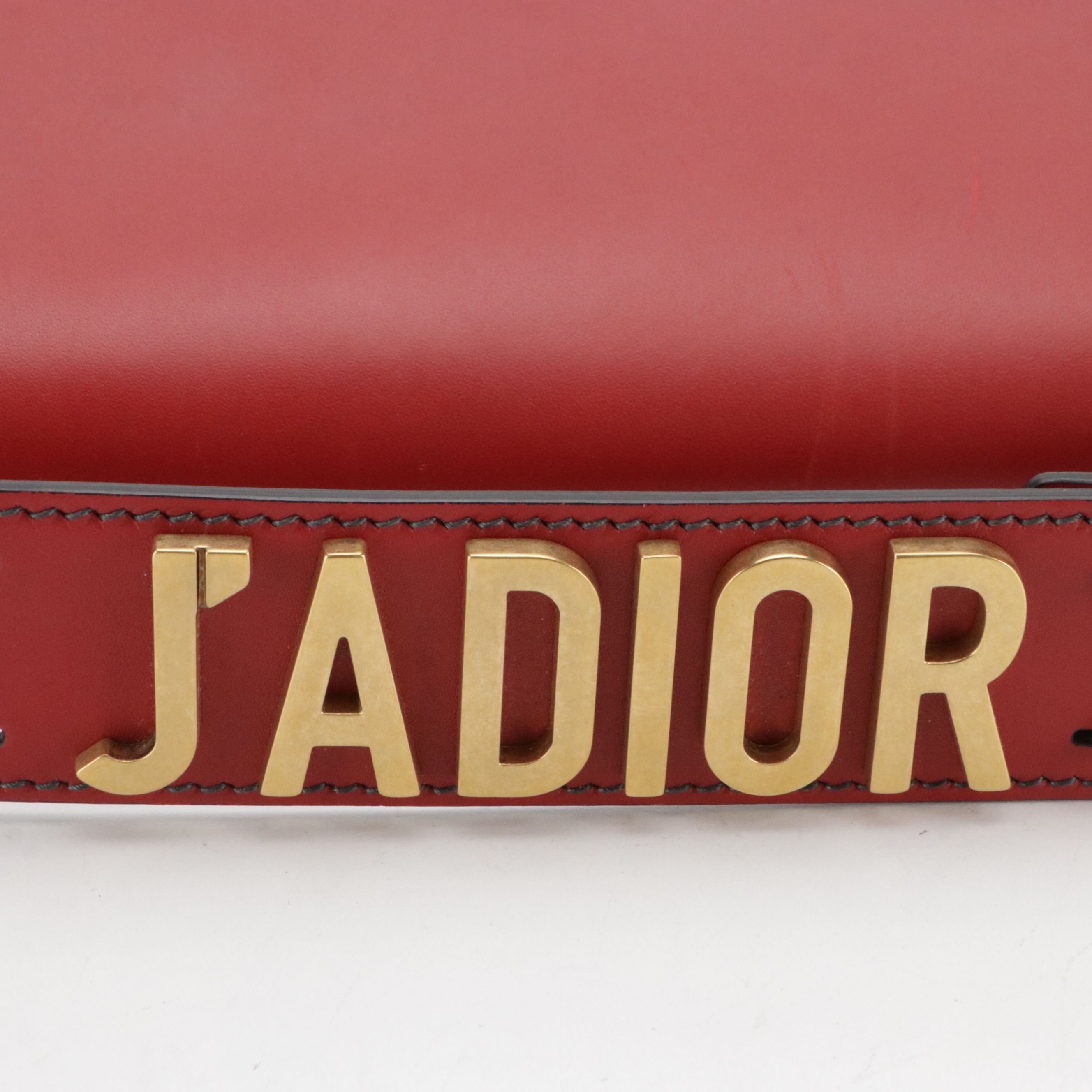 Christian Dior Full Flap J'ADIOR Strap Shoulder Bag in Red Calfskin Leather