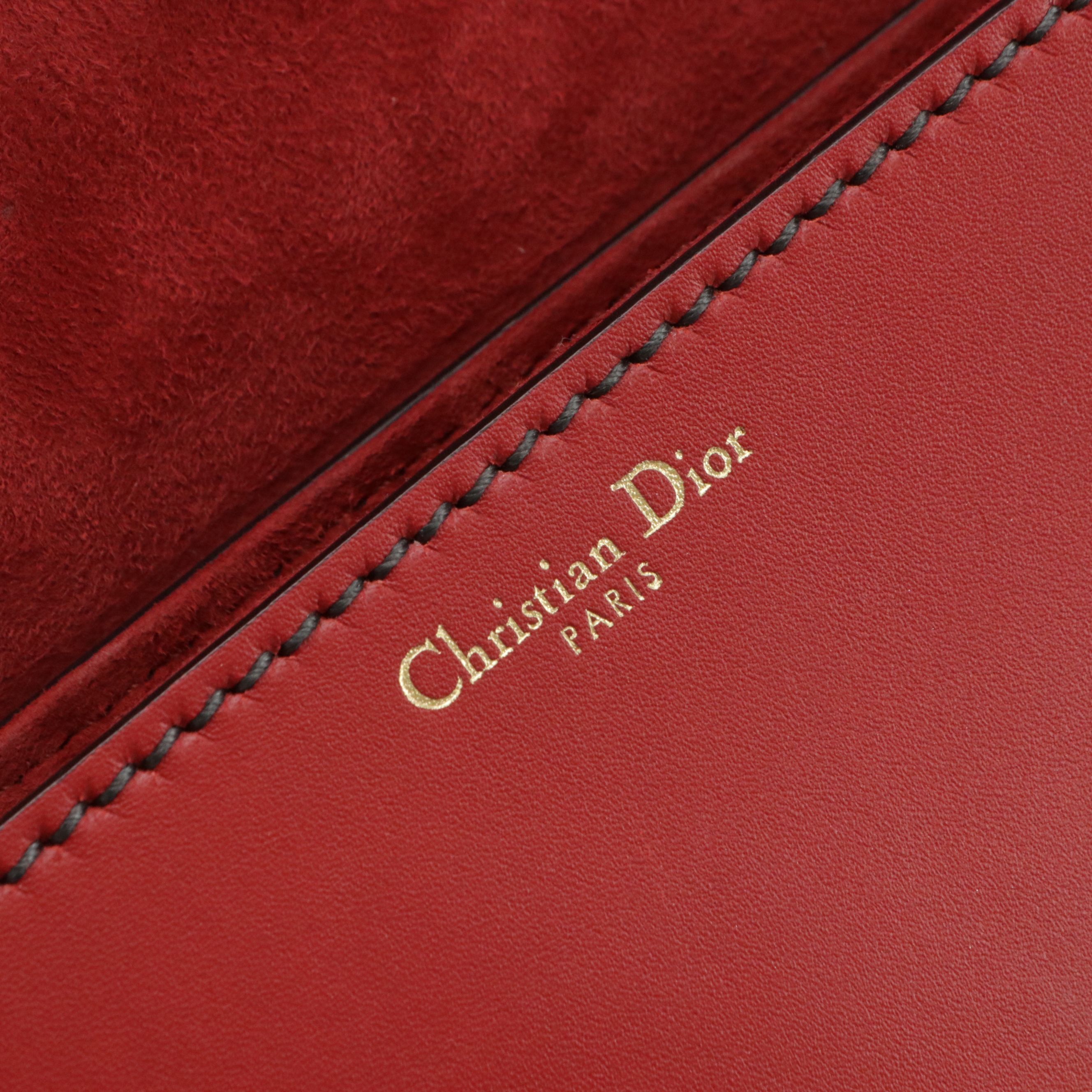 Christian Dior Full Flap J'ADIOR Strap Shoulder Bag in Red Calfskin Leather