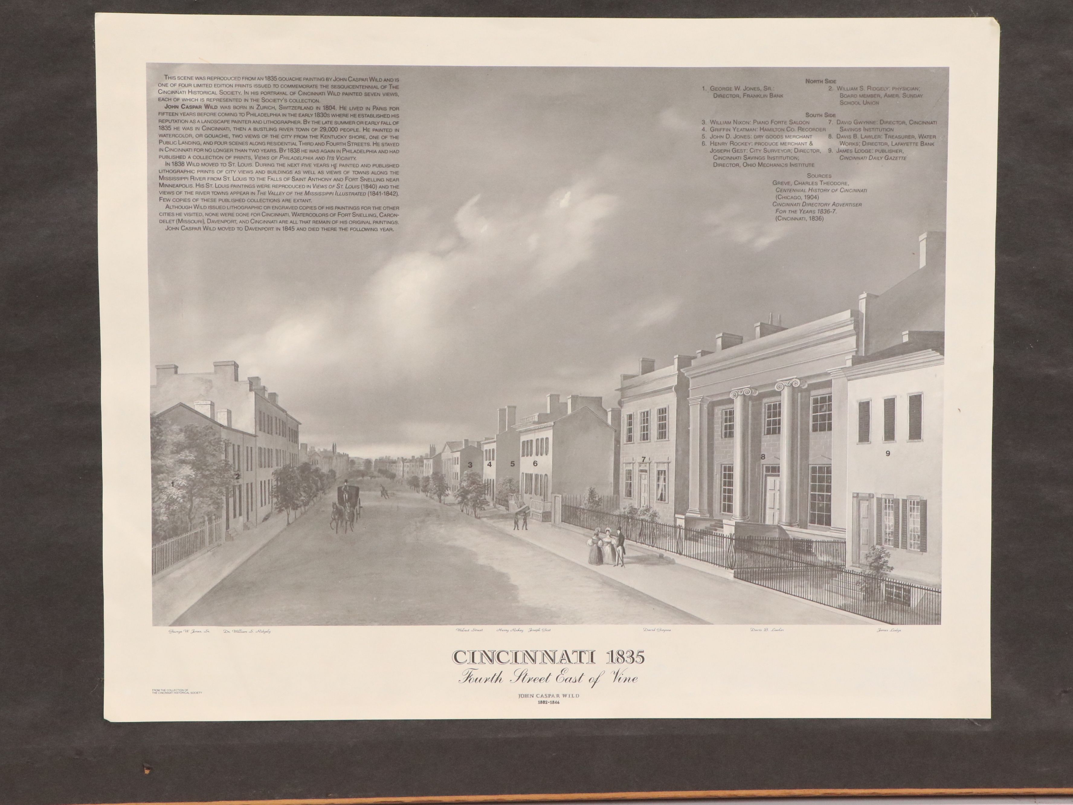 After John Caspar Wild Offset Lithograph "Cincinnati 1835...", Circa 2000