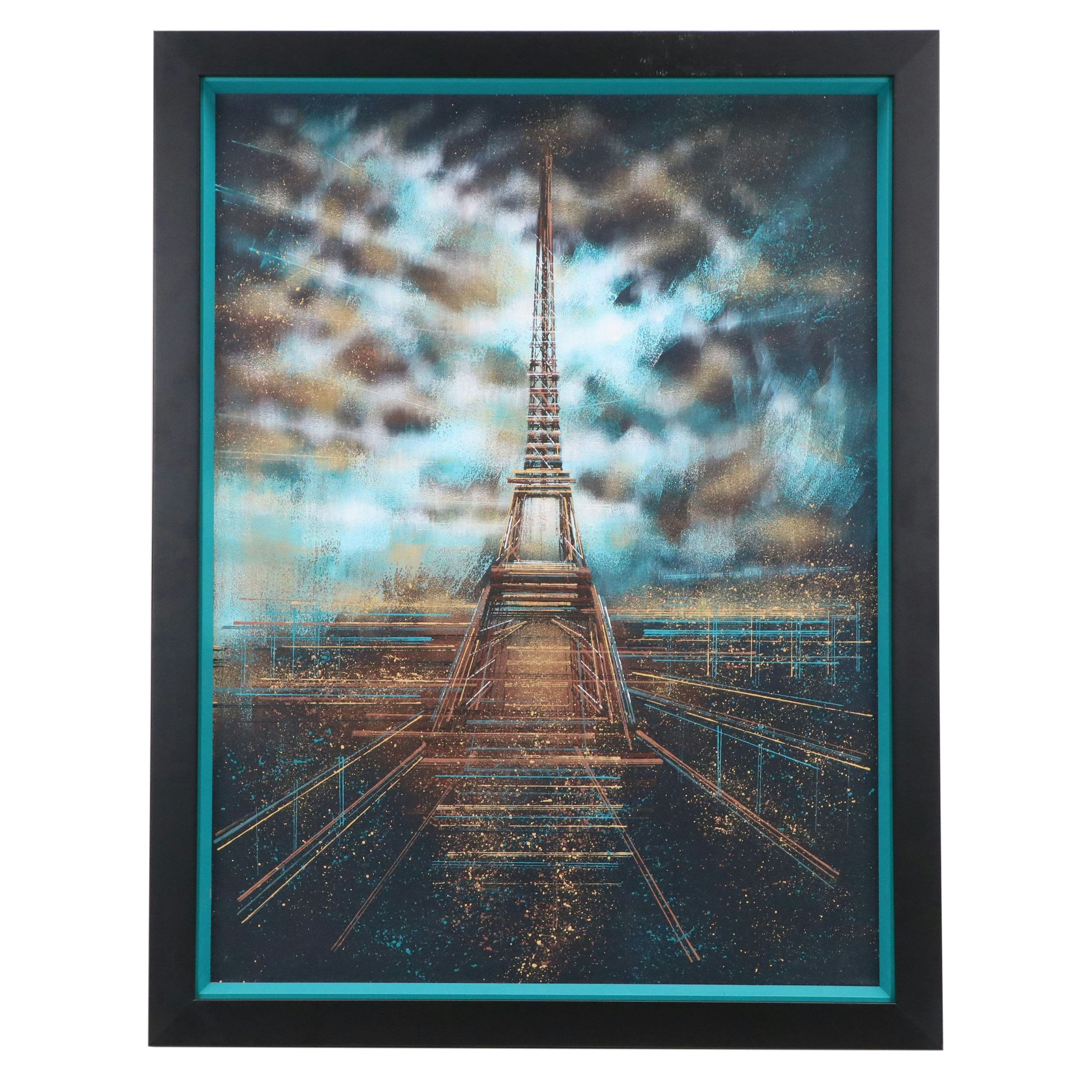 Marc Todd Acrylic Painting "Paris as Night Falls," 21st Century