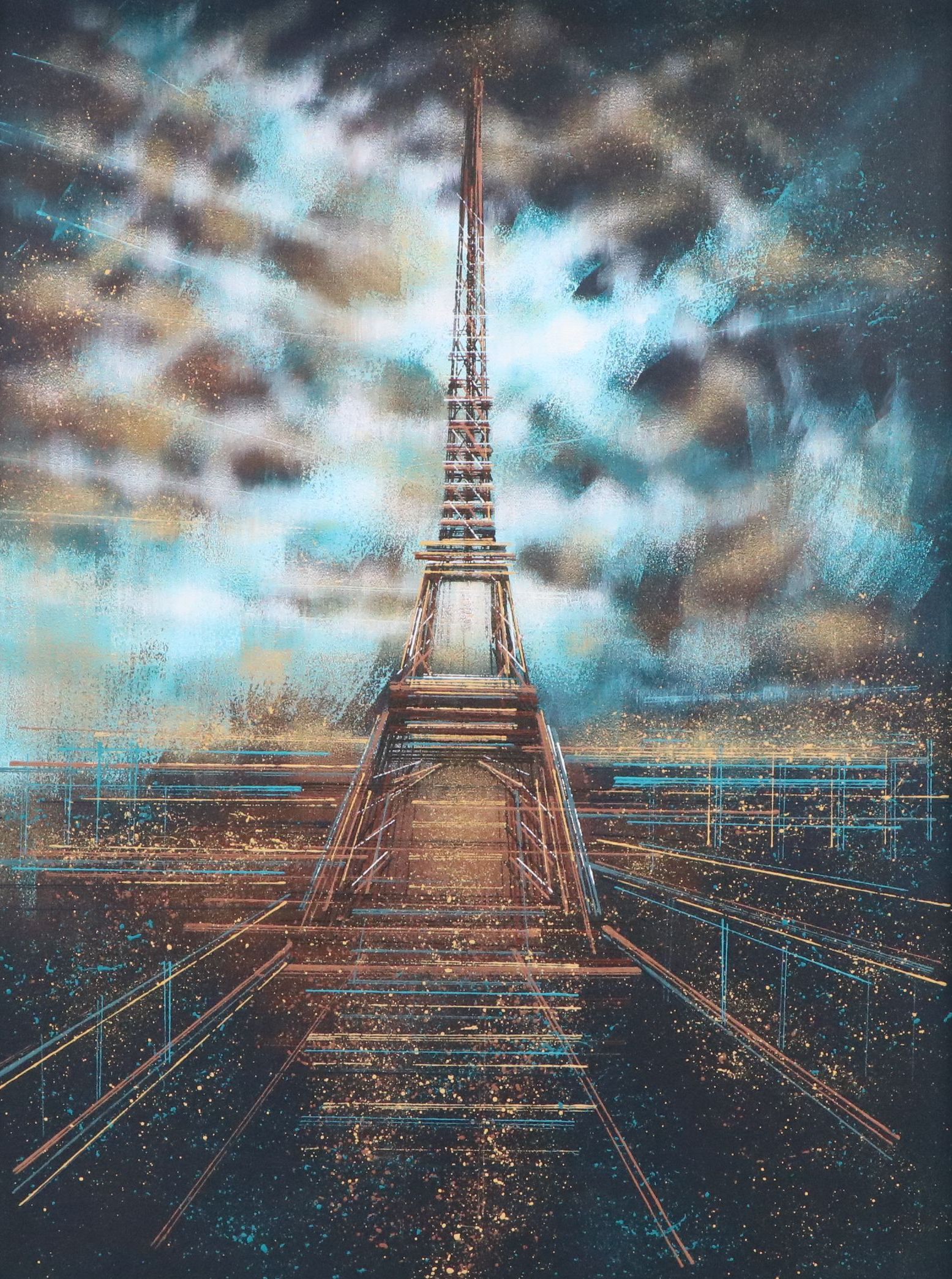 Marc Todd Acrylic Painting "Paris as Night Falls," 21st Century