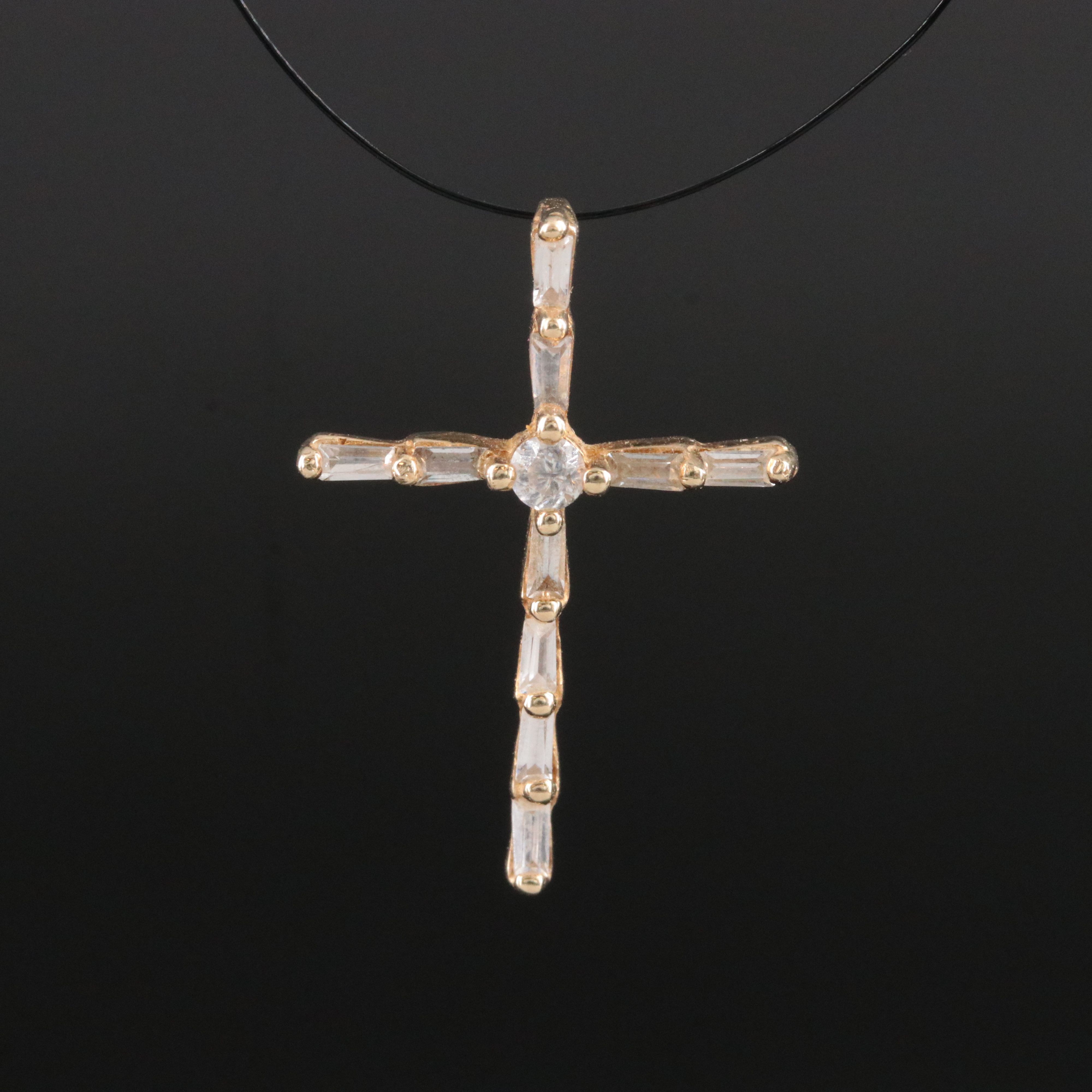 10K CZ Cross Pendant