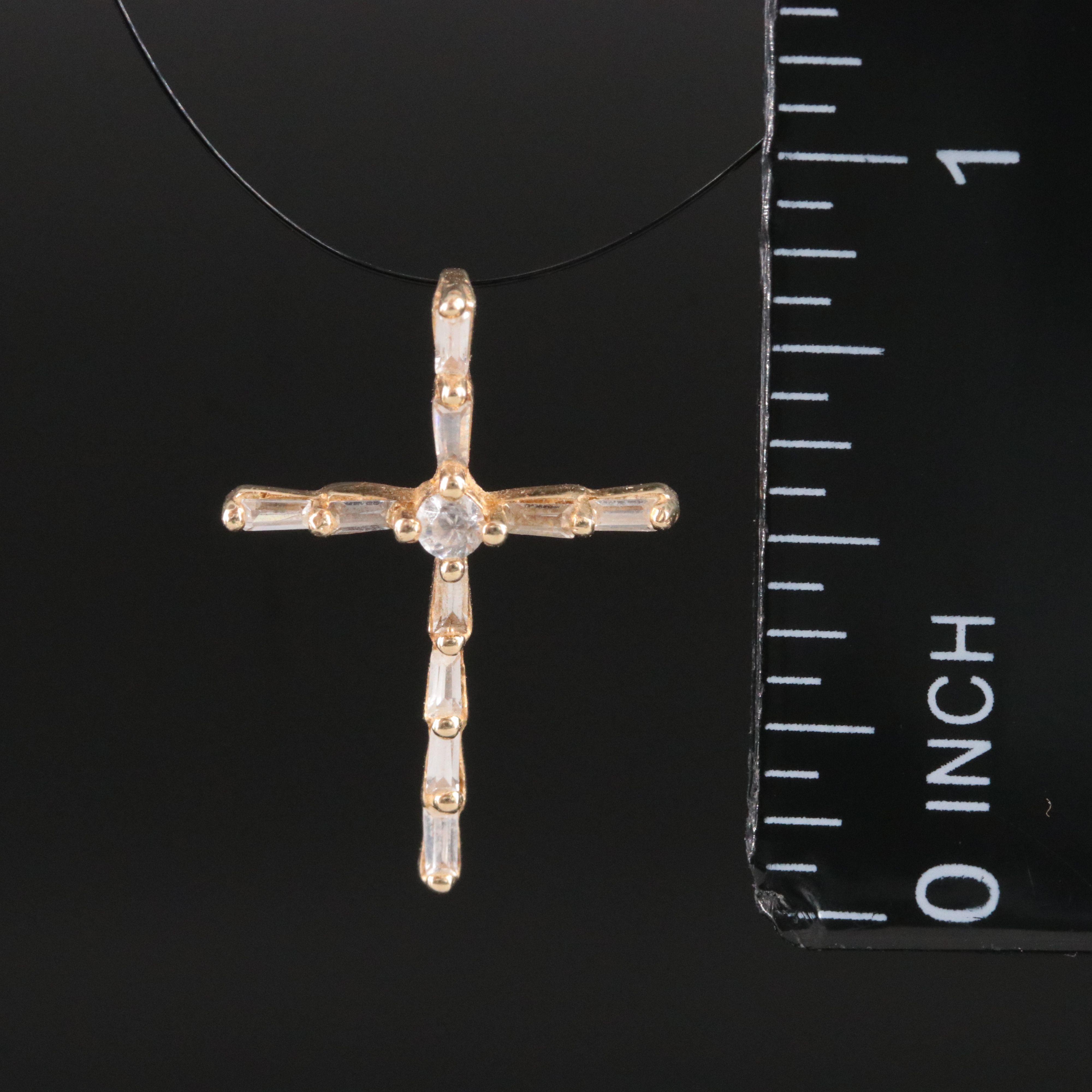 10K CZ Cross Pendant