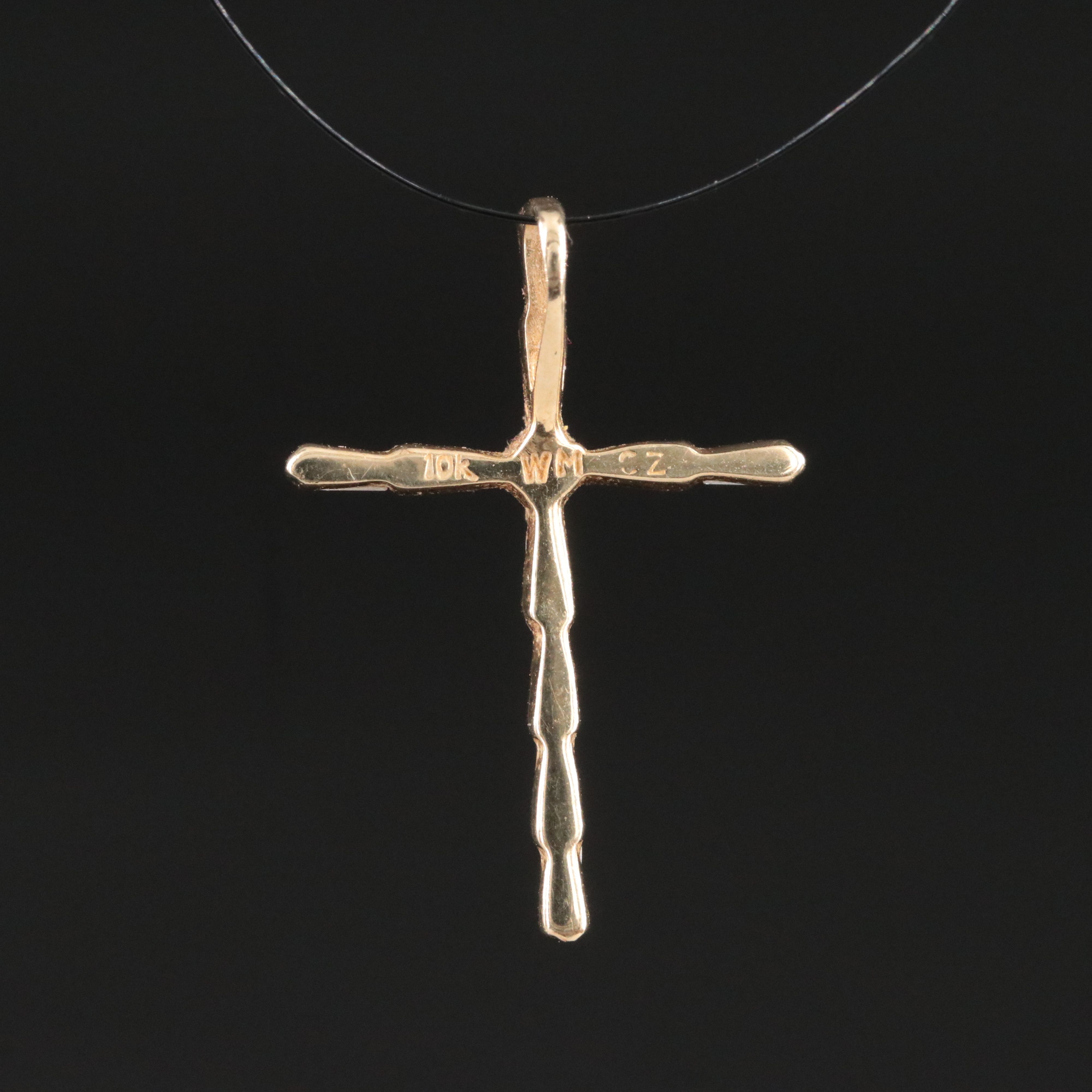 10K CZ Cross Pendant