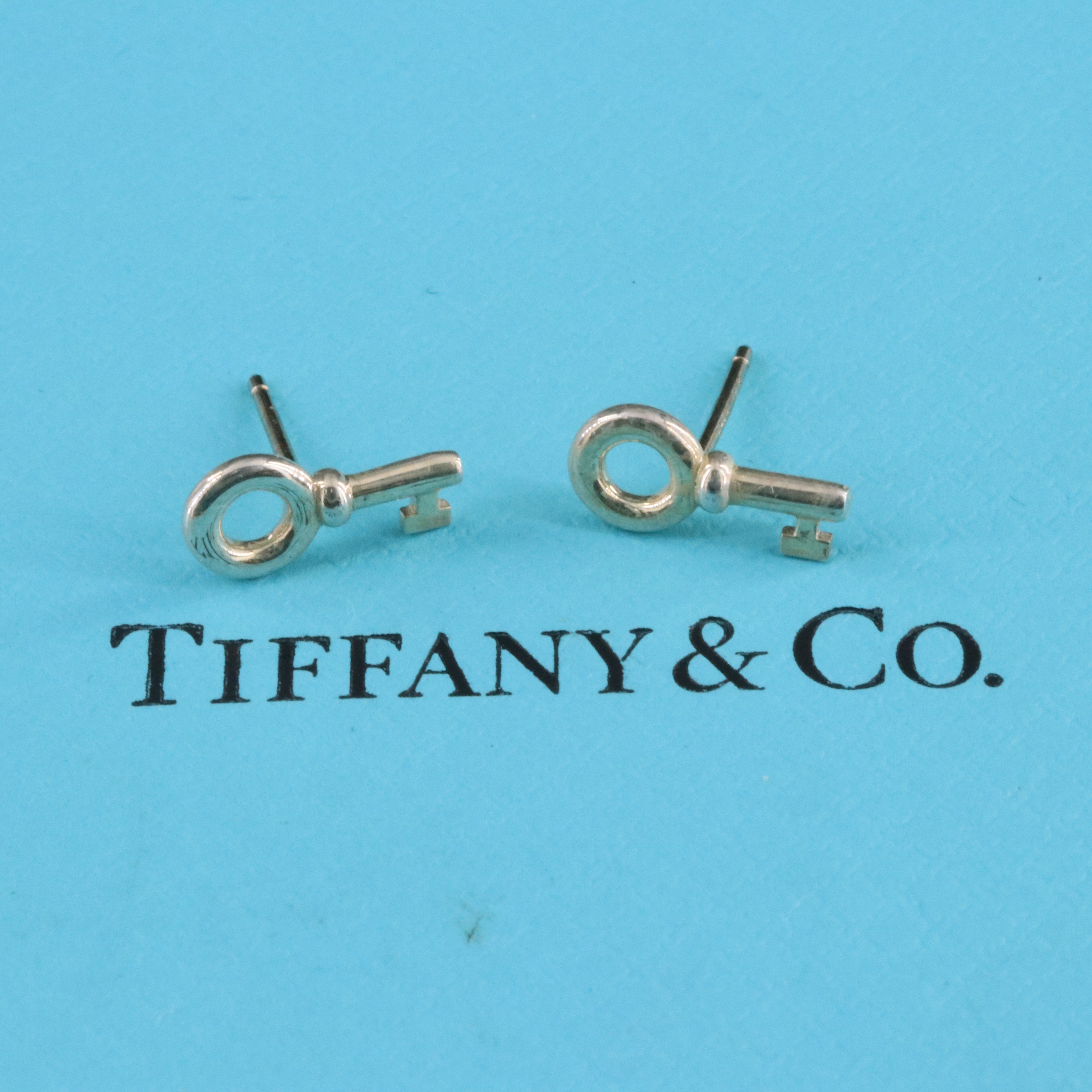Tiffany & Co. Sterling Key Stud Earrings
