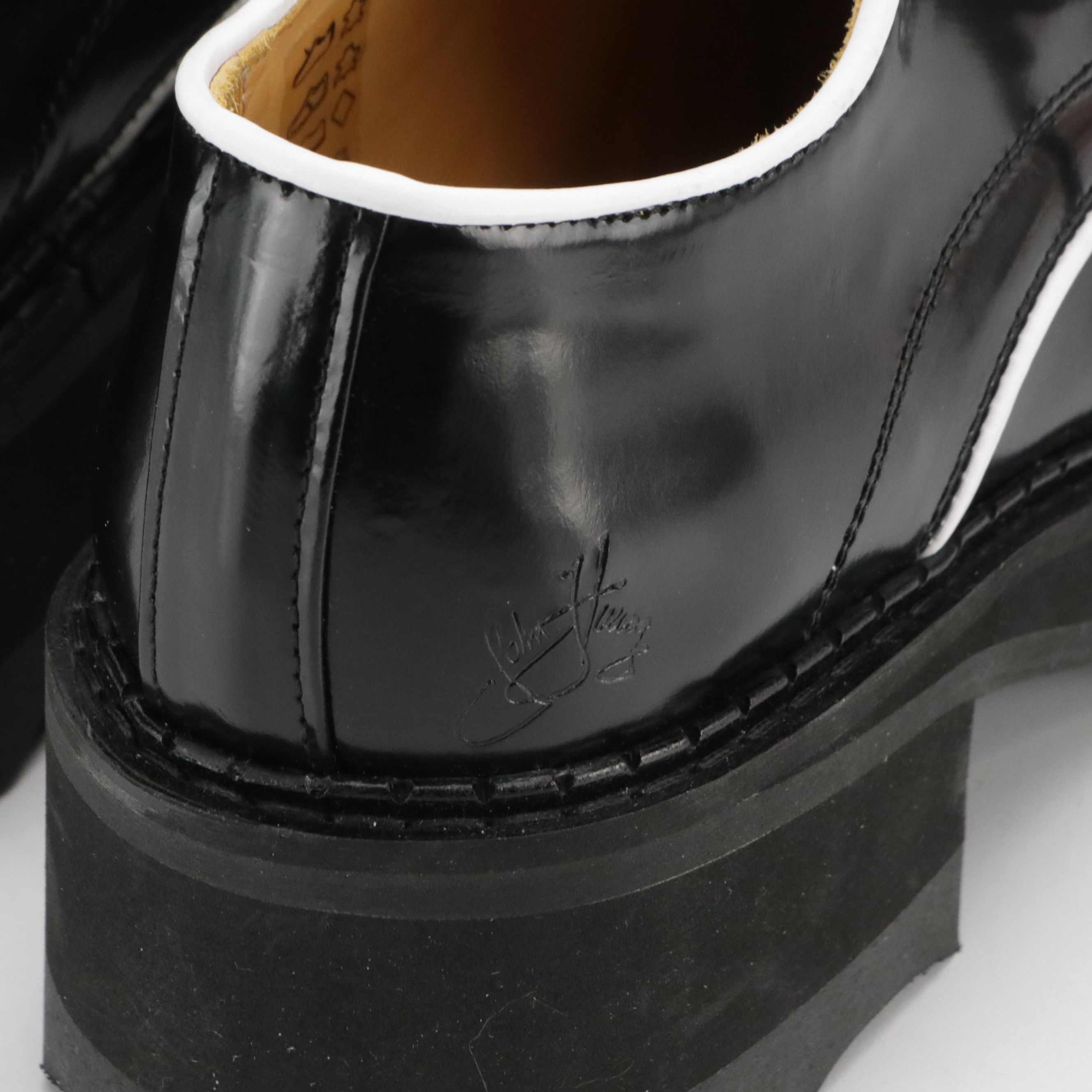 John Fluevog Yrsa Platform Shoes in Black and White Leather