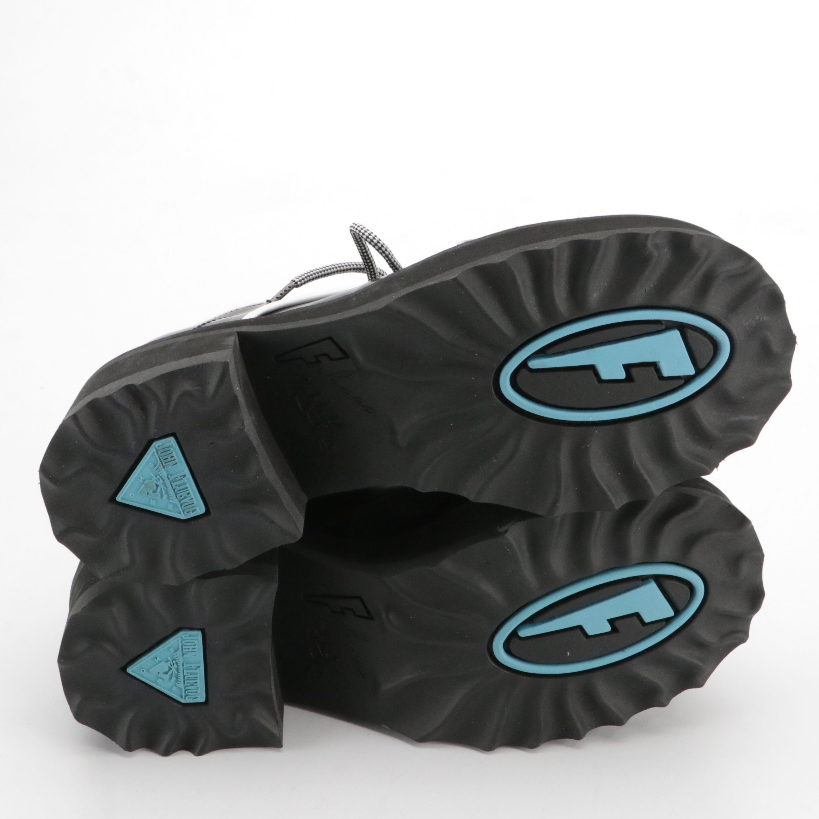 John Fluevog Yrsa Platform Shoes in Black and White Leather