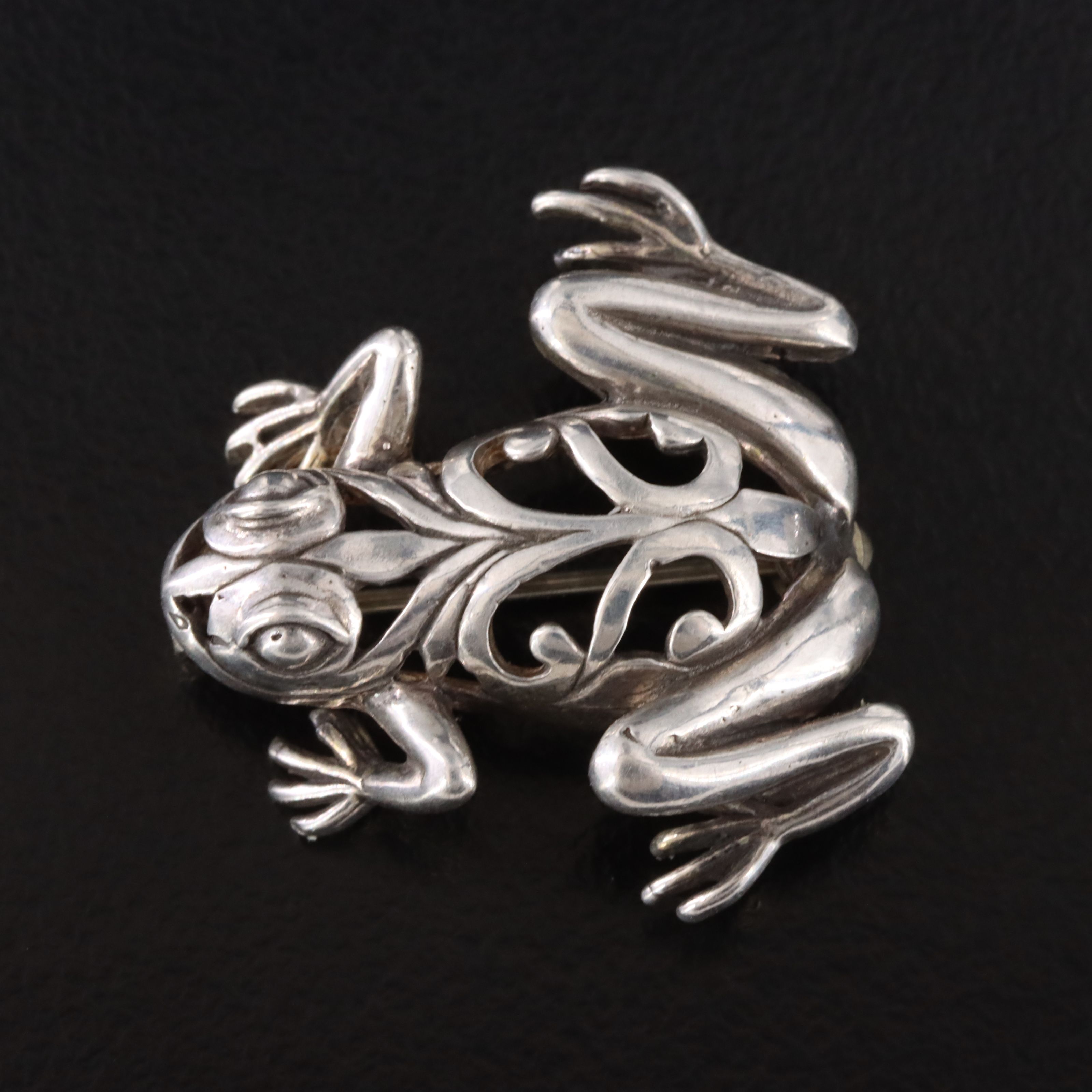 Jezlaine Sterling Scrollwork Frog Pin