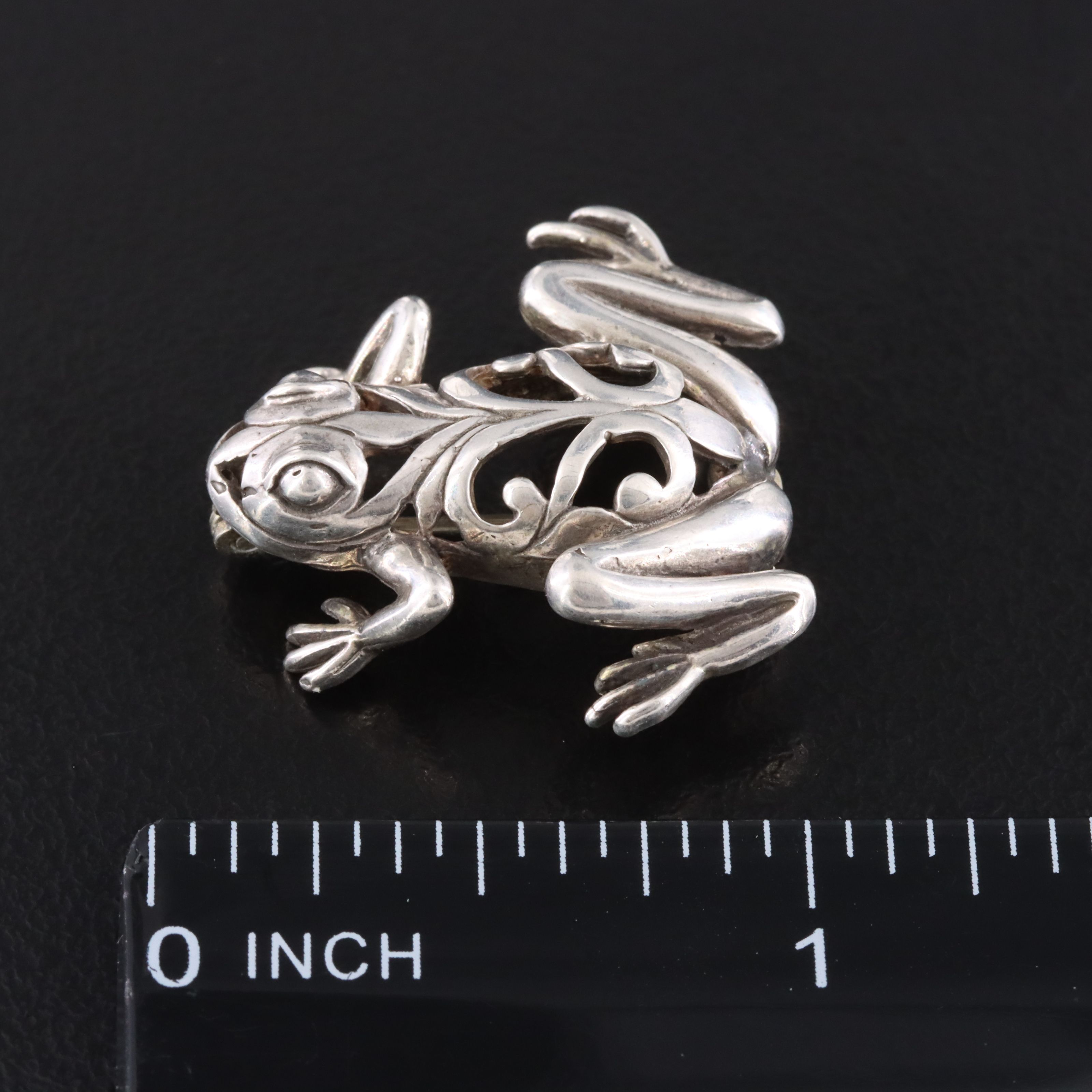 Jezlaine Sterling Scrollwork Frog Pin