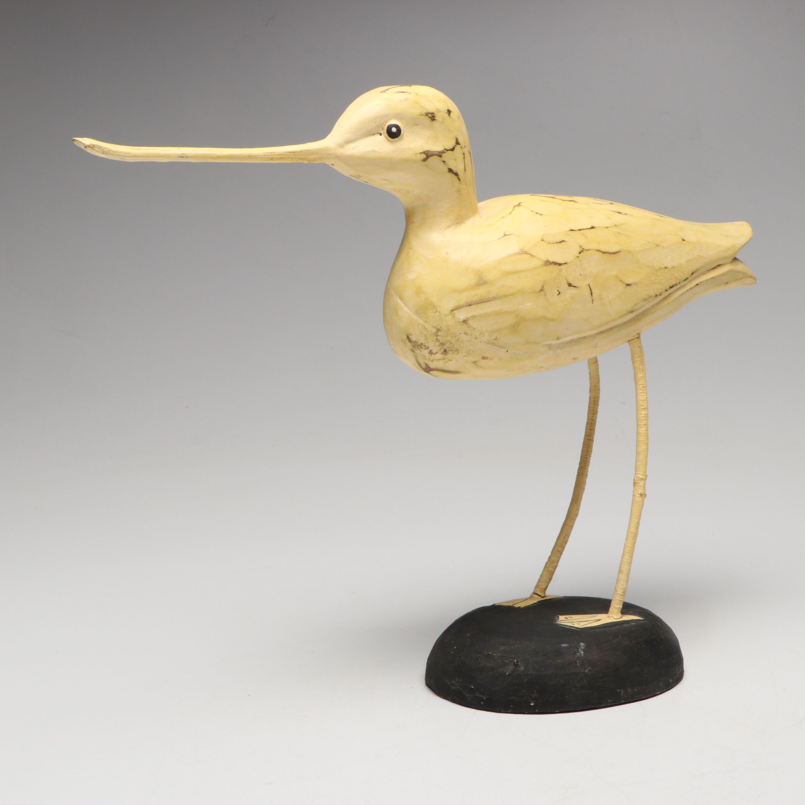 Hand-Painted Carved Wood Avocet and More Shorebird Sculptures