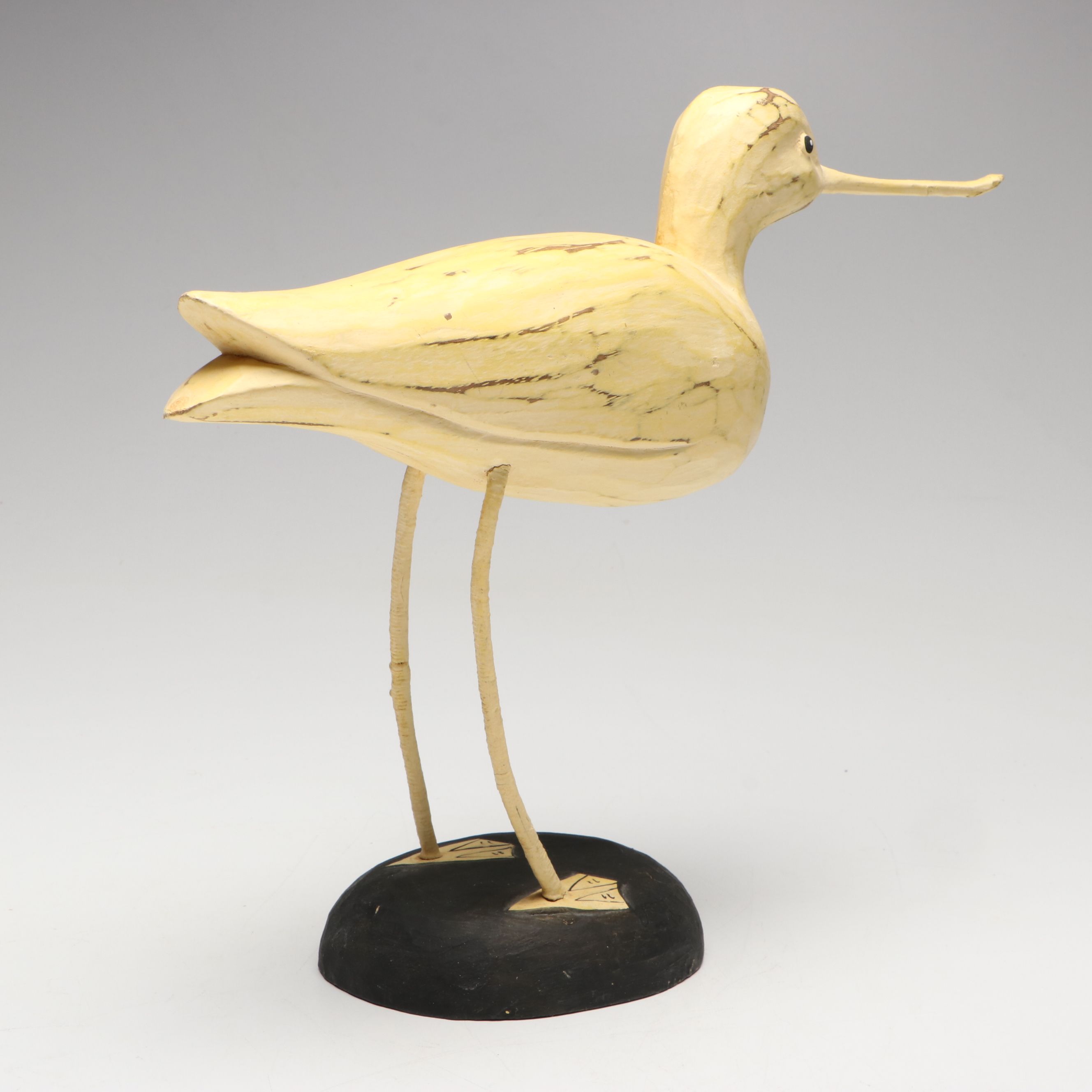Hand-Painted Carved Wood Avocet and More Shorebird Sculptures