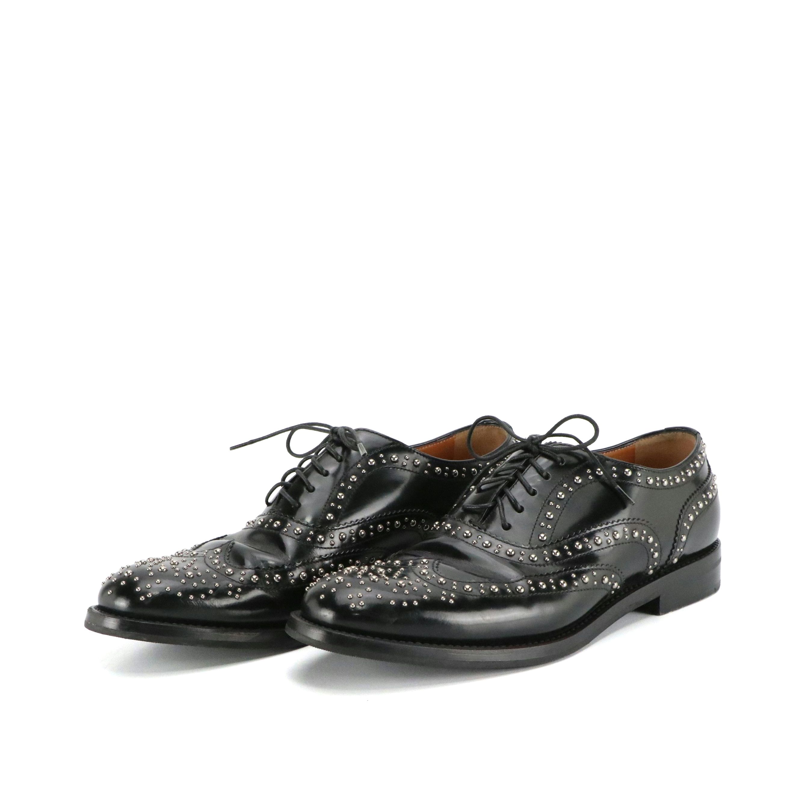 Church's Burwood Studded Brogue Lace Up Shoes in Black Patent Leather