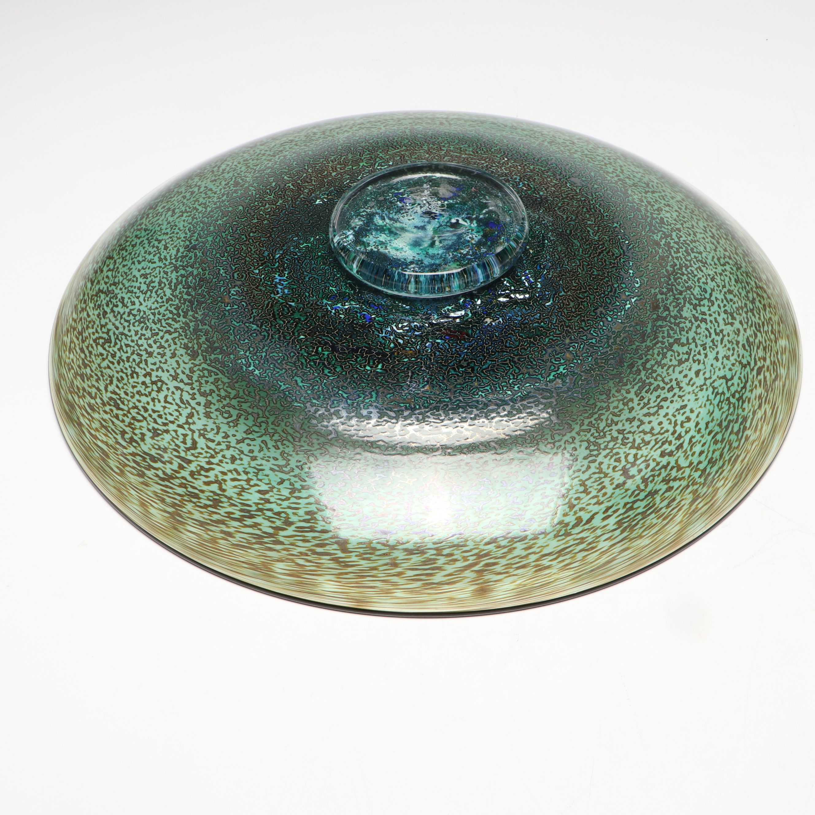 Bertil Vallien for Kosta Boda "Meteor" Footed Art Glass Charger, Late 20th C.