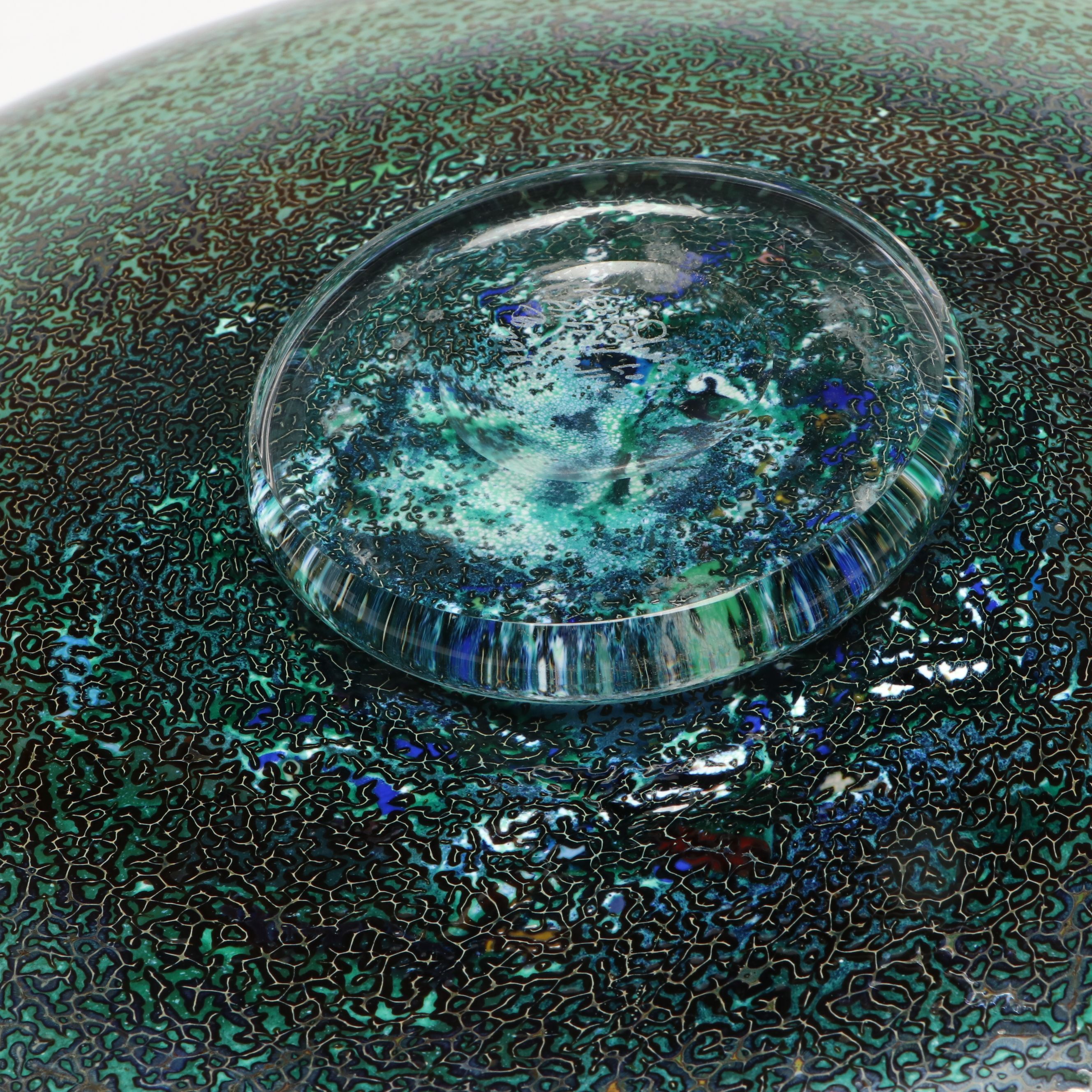 Bertil Vallien for Kosta Boda "Meteor" Footed Art Glass Charger, Late 20th C.