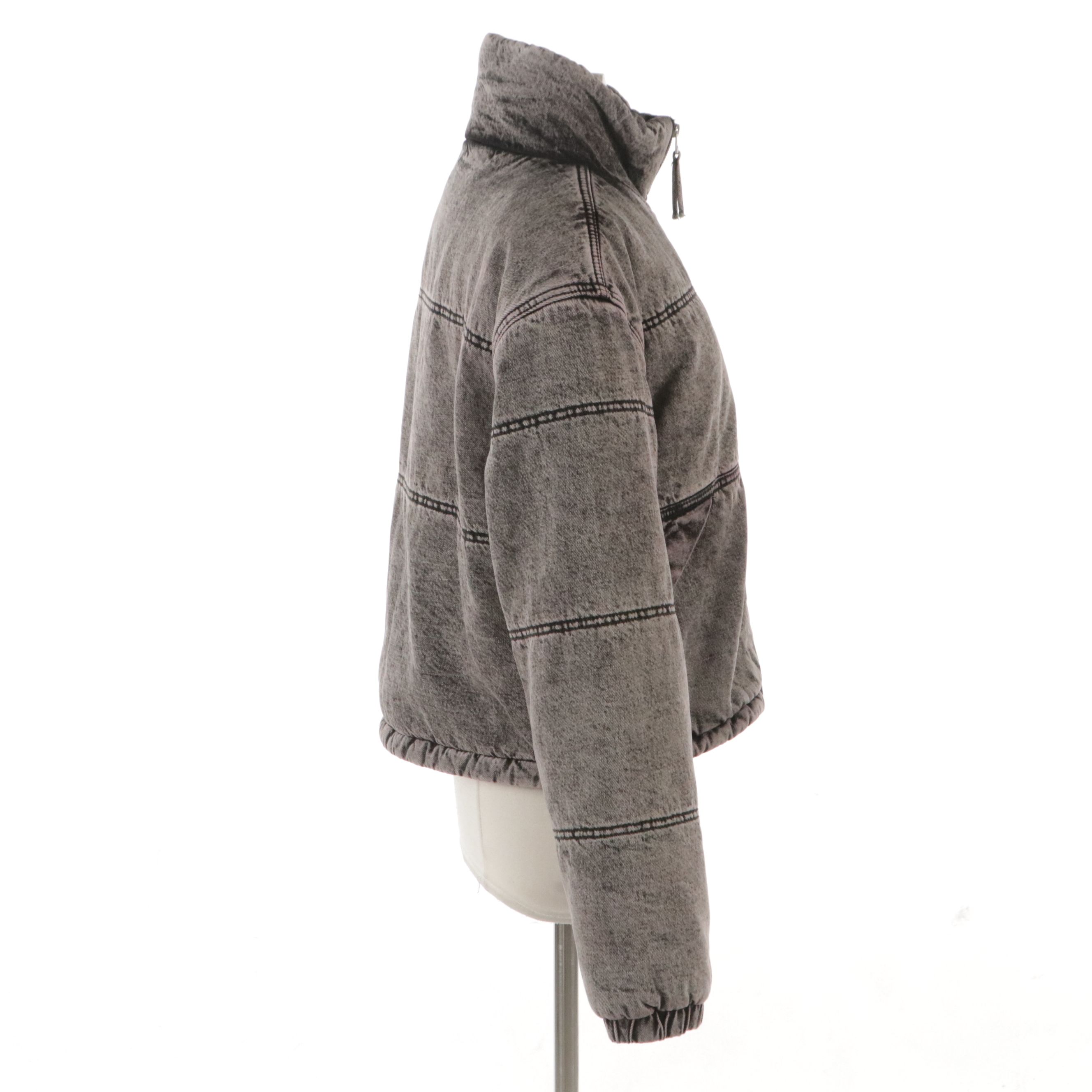 BDG Urban Outfitters Black Acid Wash Puffer Jacket