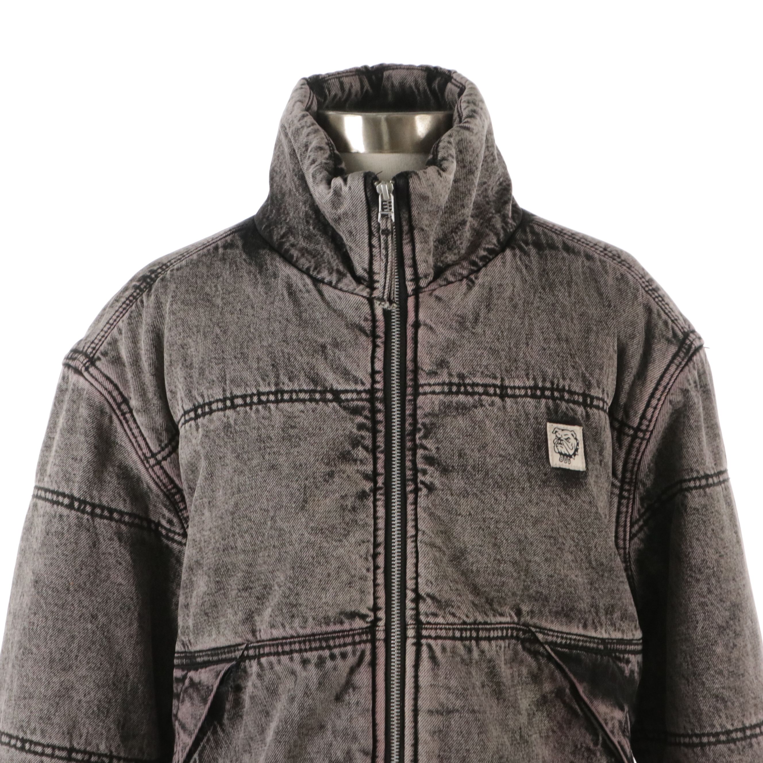 BDG Urban Outfitters Black Acid Wash Puffer Jacket