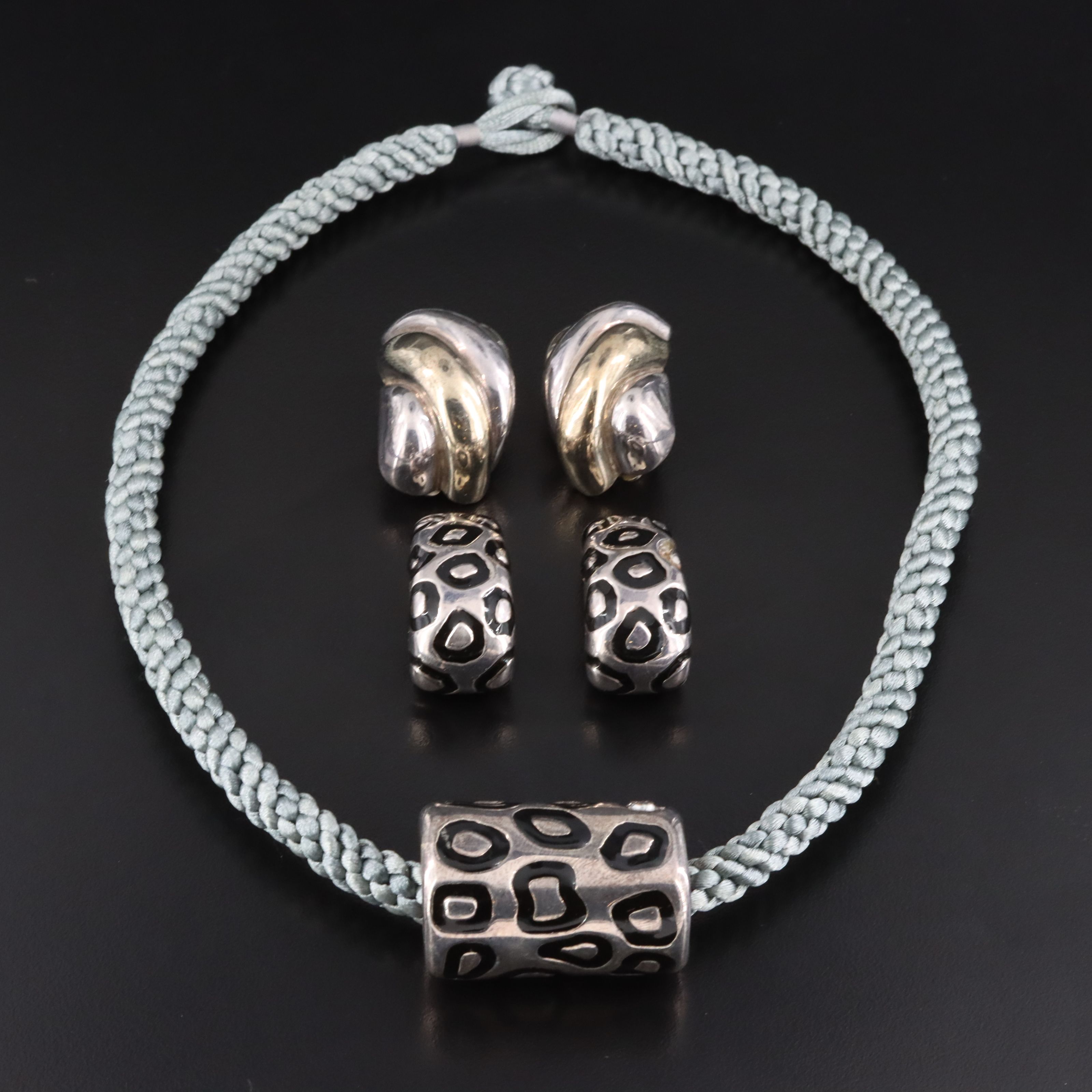 Simon Sebbag Designs Sterling Electroformed Enamel Necklace and Earrings
