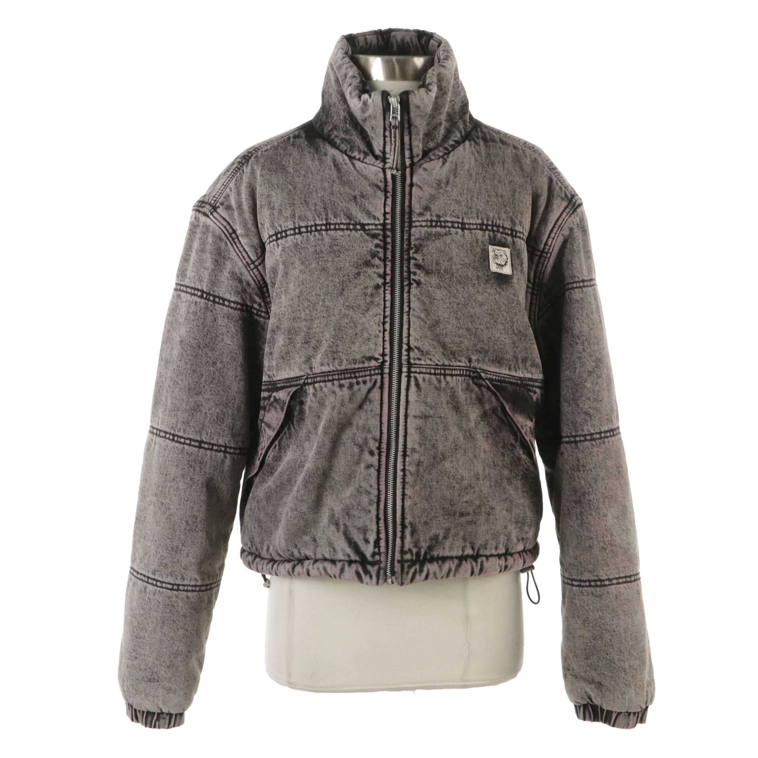 BDG Urban Outfitters Black Acid Wash Puffer Jacket