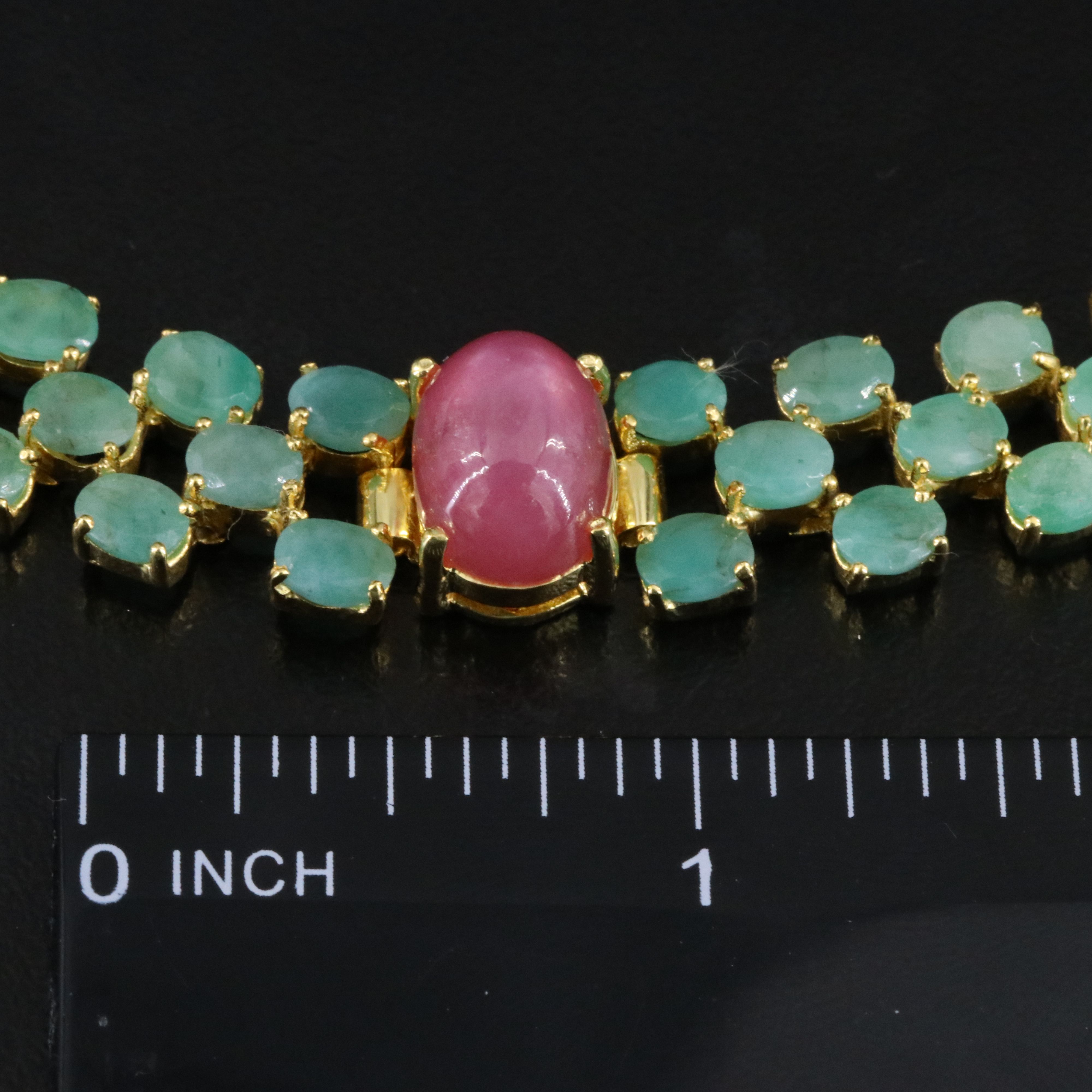 Sterling Filled Corundum and Emerald Necklace