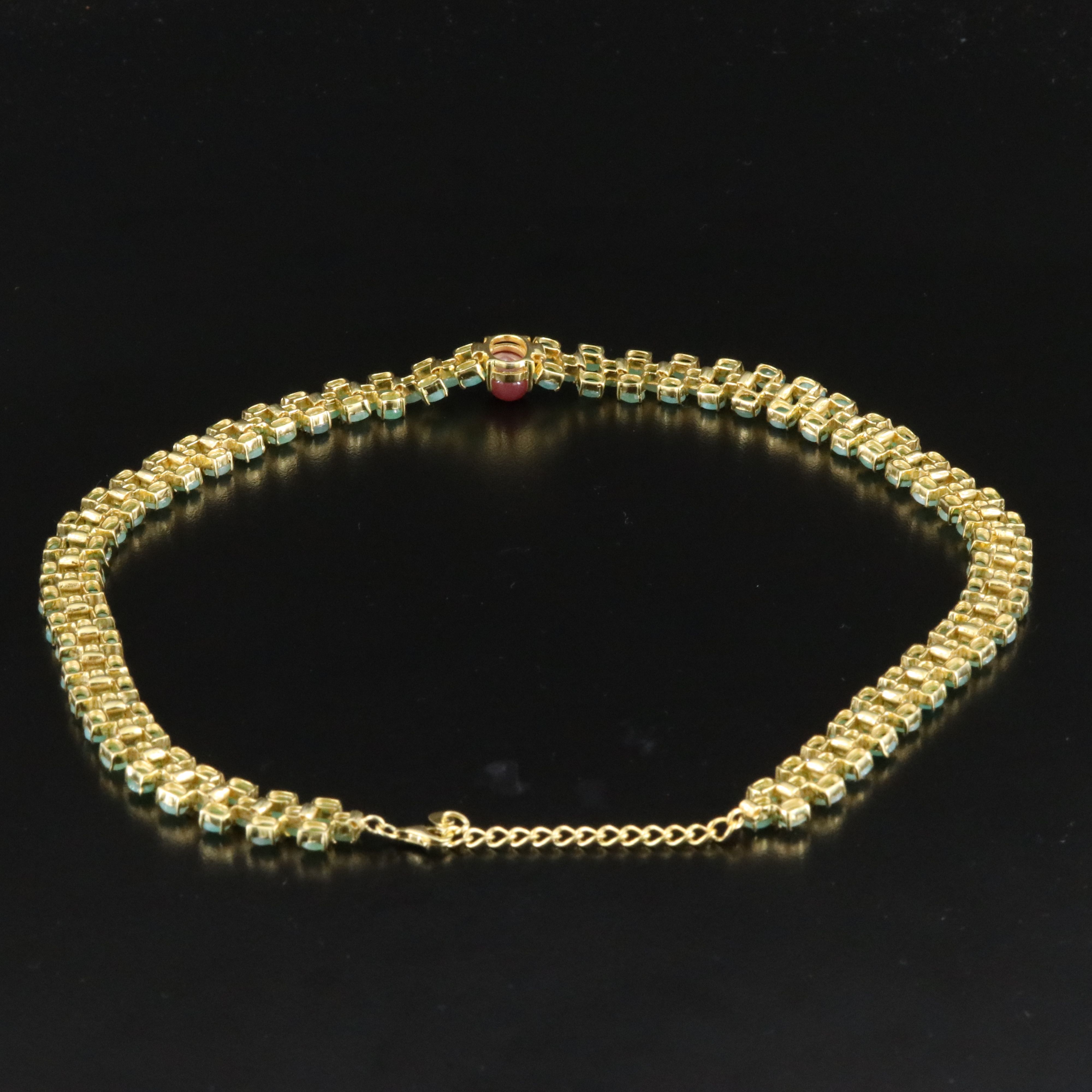 Sterling Filled Corundum and Emerald Necklace