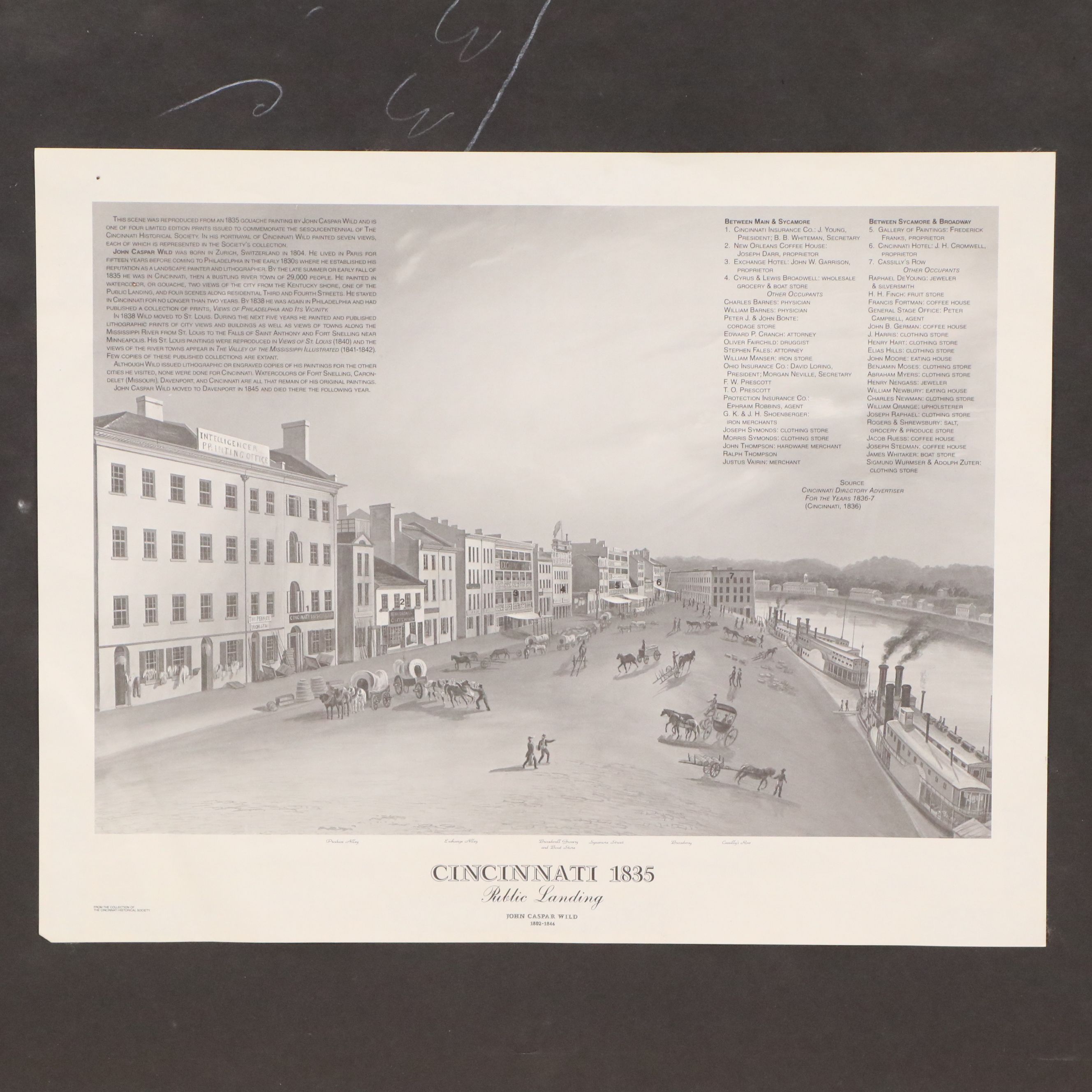 After John Caspar Wild Offset Lithograph "Cincinnati 1835...", 1994-2013