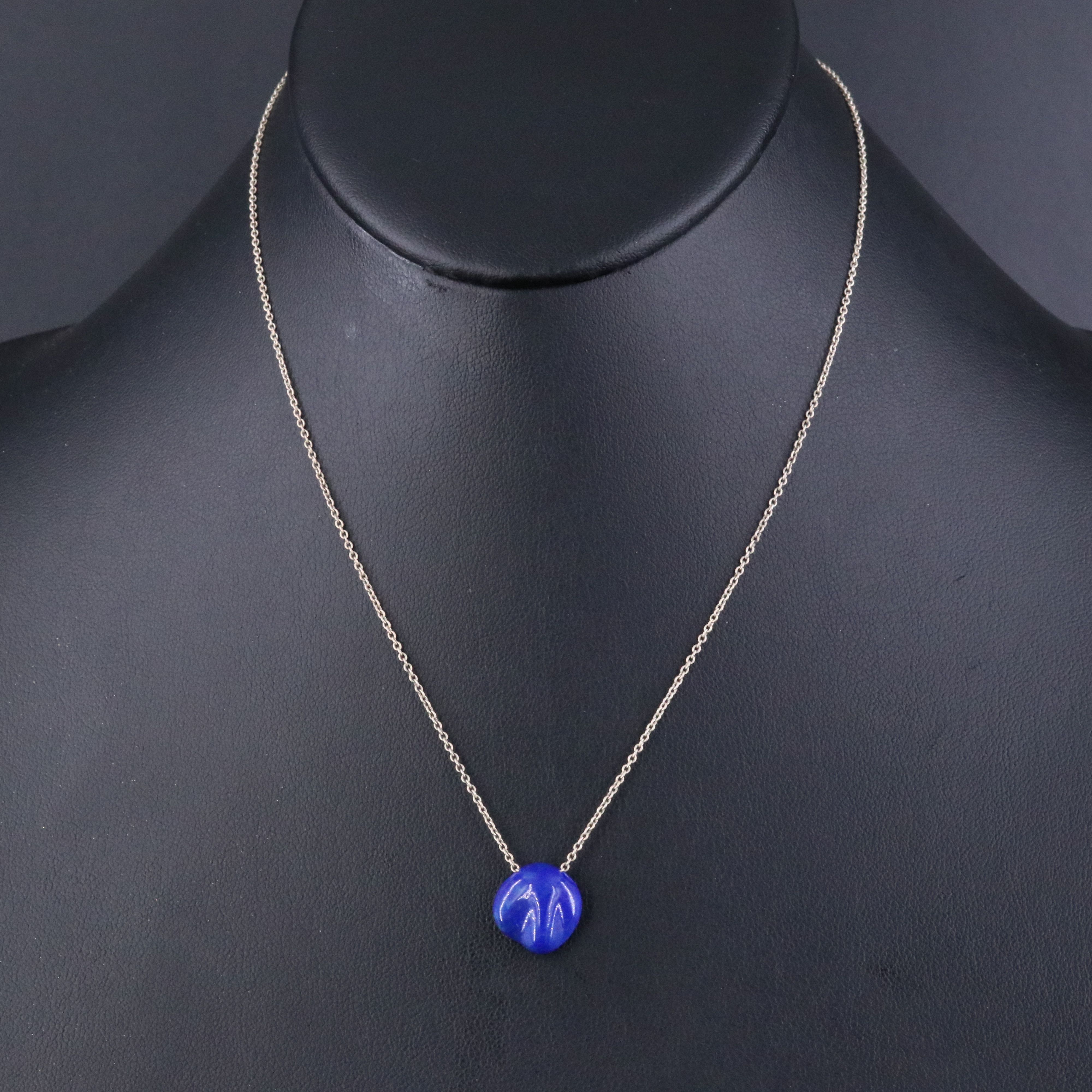 Elsa Peretti for Tiffany & Co. Sterling Lapis Nugget Necklace