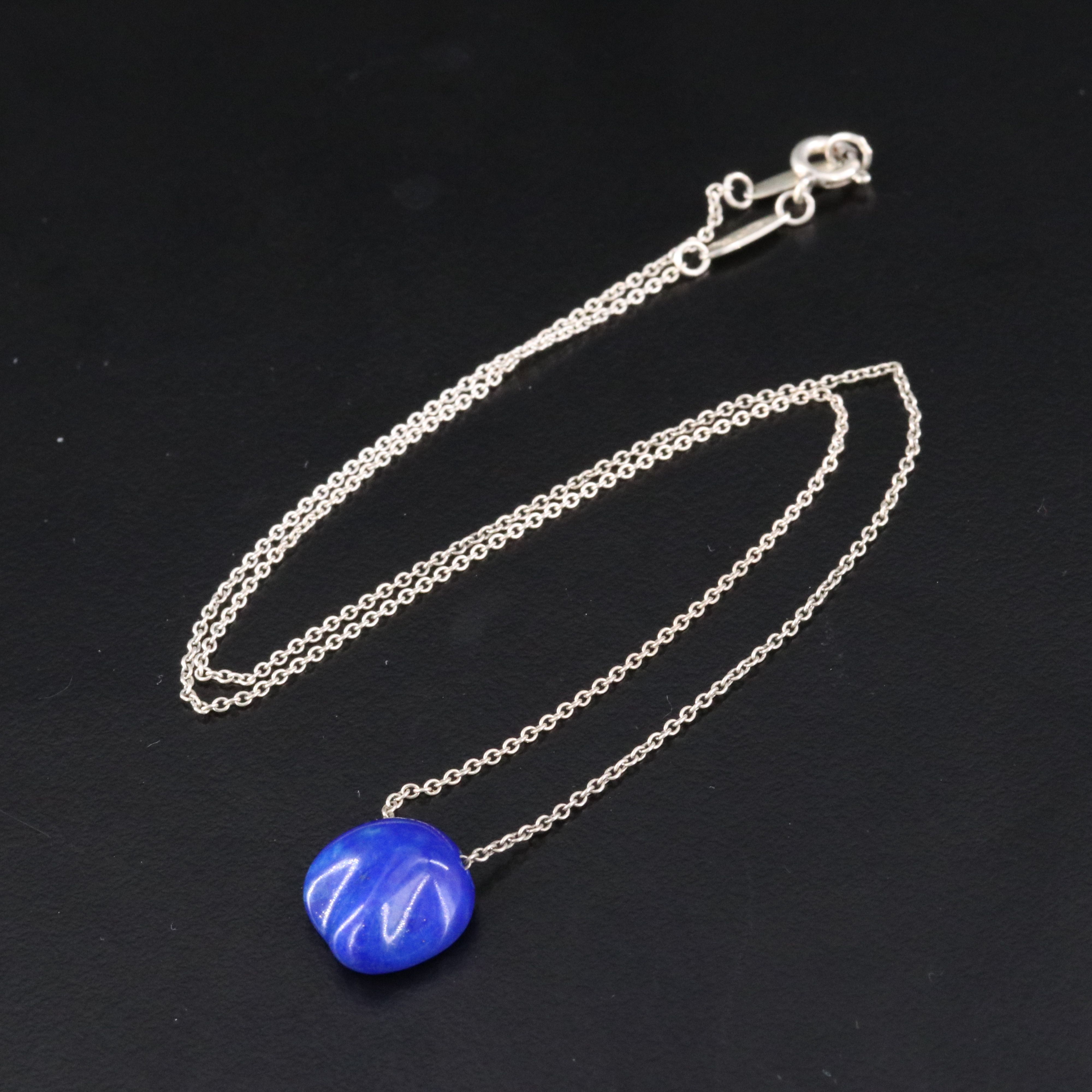 Elsa Peretti for Tiffany & Co. Sterling Lapis Nugget Necklace