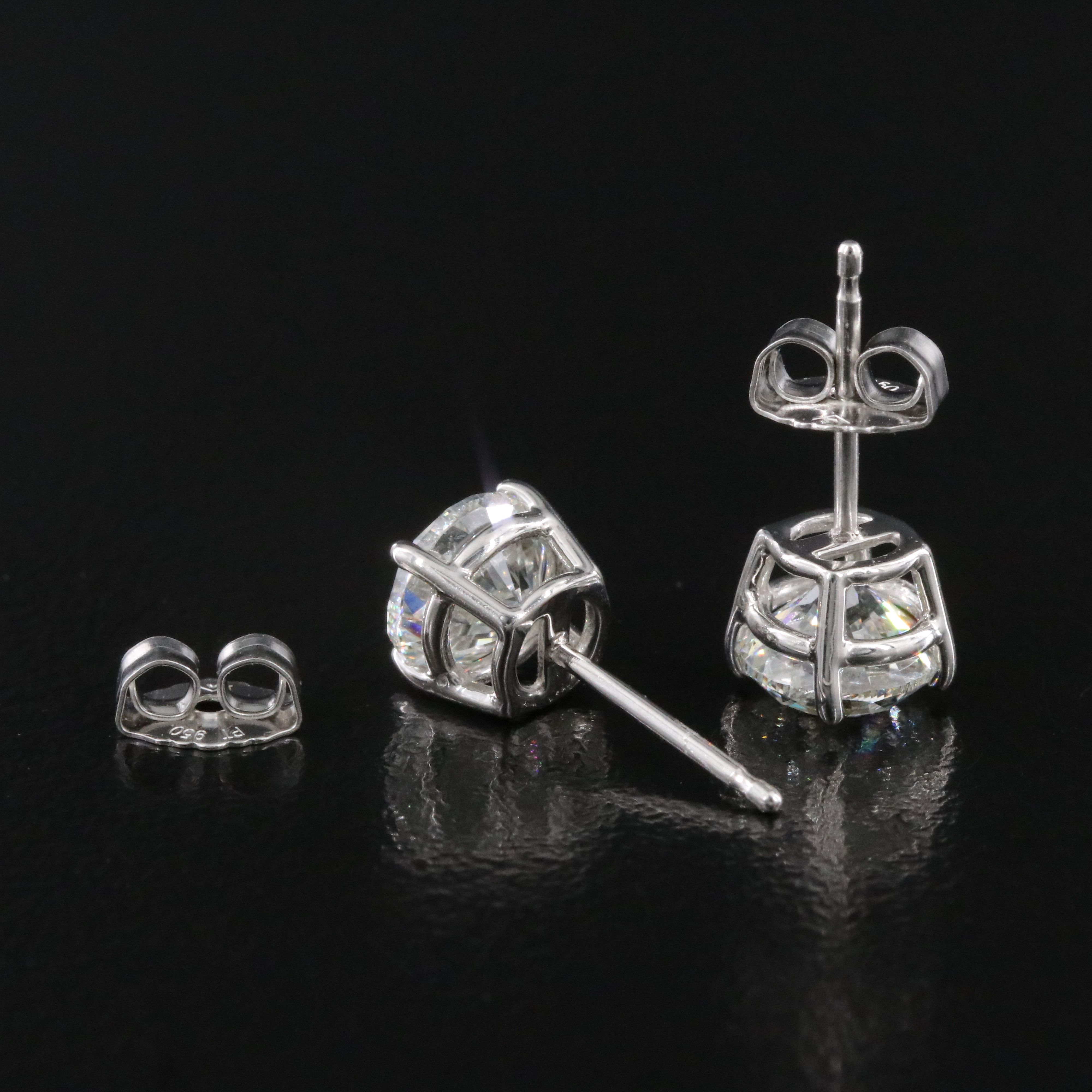 Platinum 1.94 CTW Diamond Stud Earrings with GIA eReports
